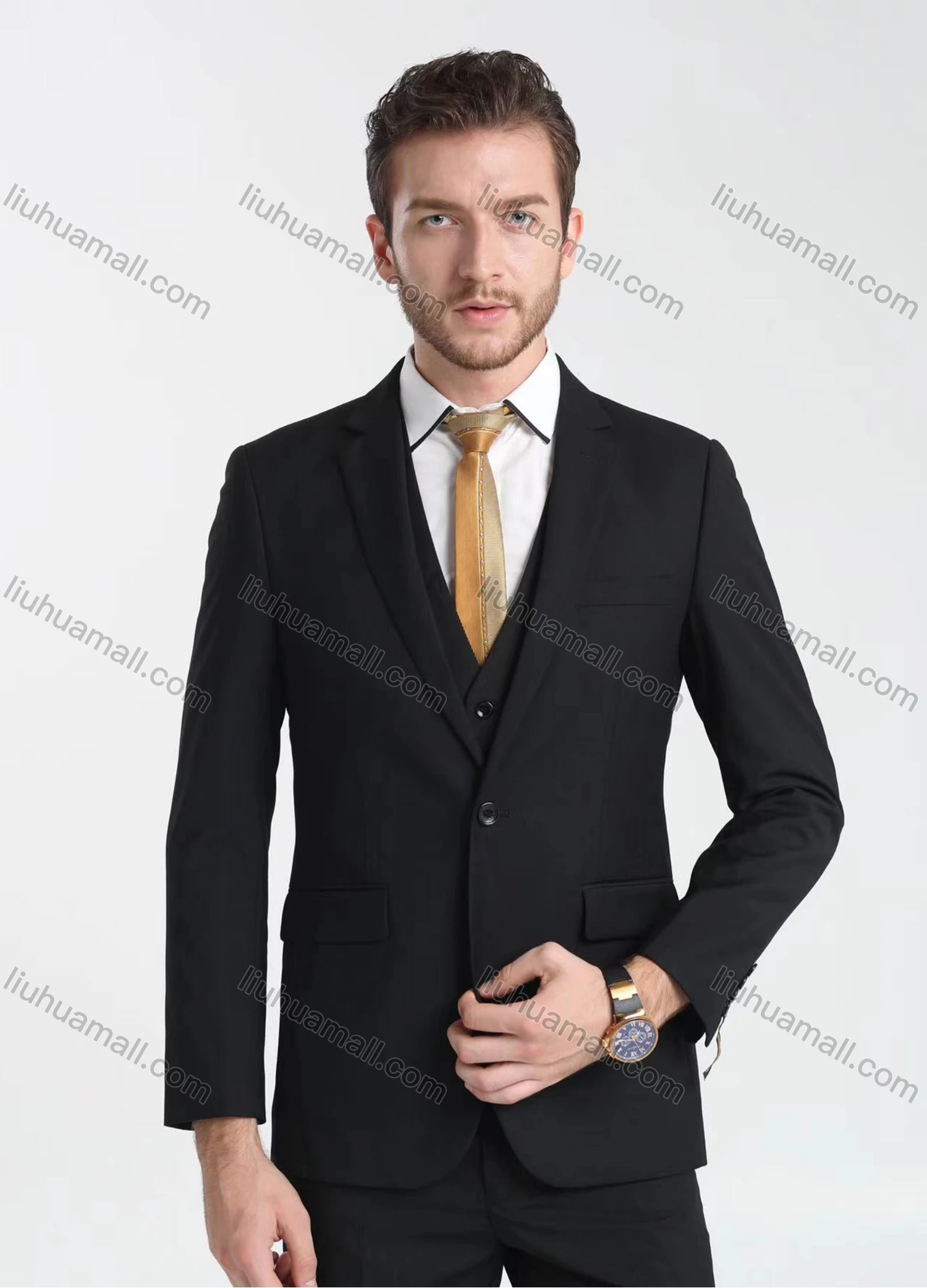 Wholesale Men's Formal Business Plain Lapel One Button Blazer Jacket & Pants 2-Pieces Suit Set BC005# - Liuhuamall
