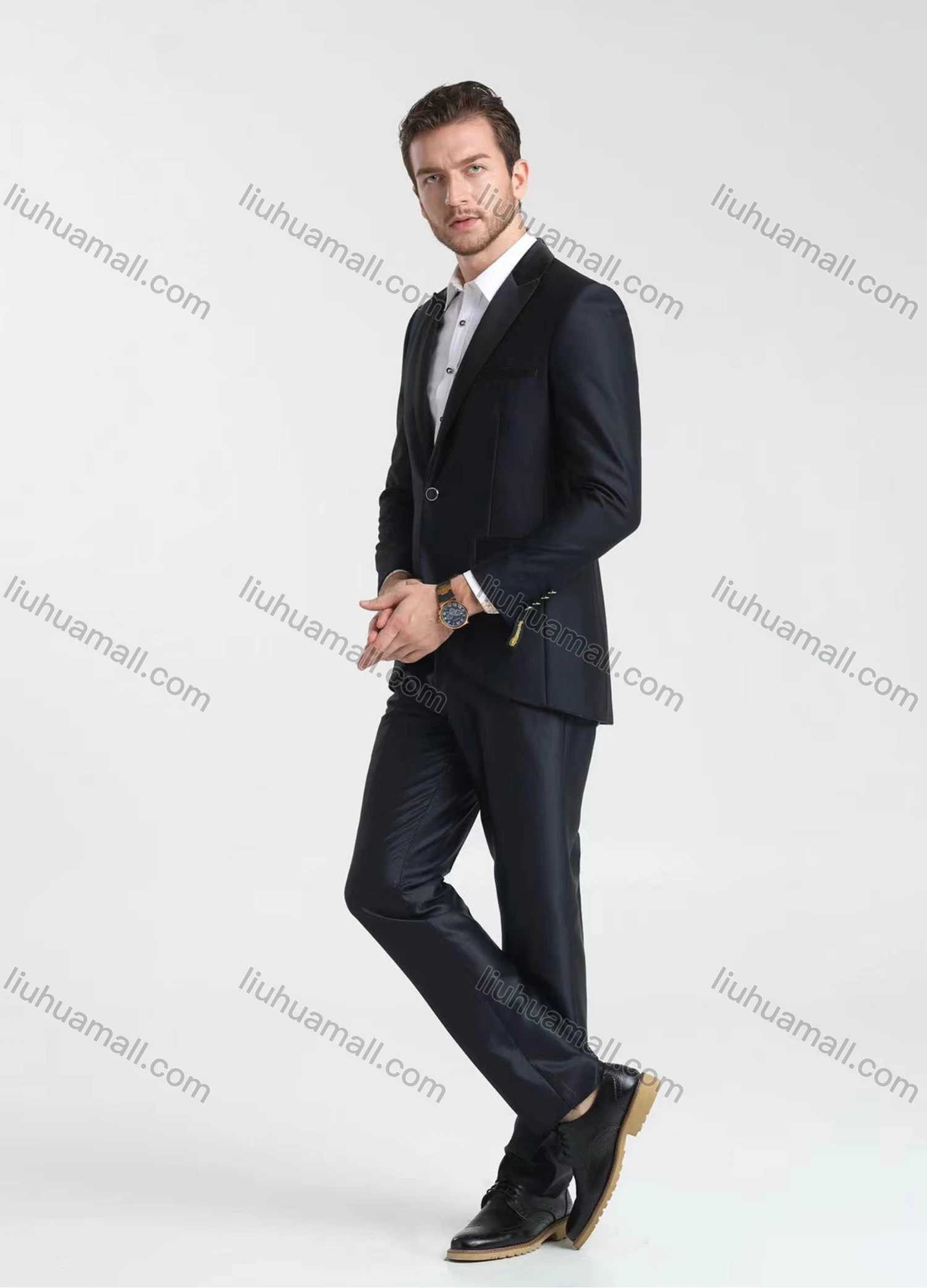 Wholesale Men's Formal Business Plain Lapel One Button Blazer Jacket & Pants 2-Pieces Suit Set BC015# - Liuhuamall