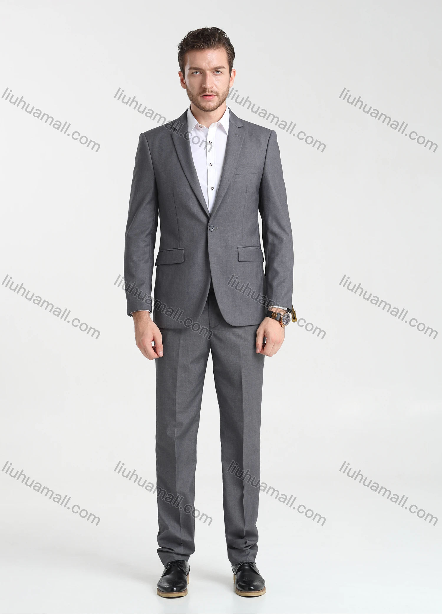 Wholesale Men's Formal Business Plain Lapel One Button Blazer Jacket & Pants 2-Pieces Suit Set BC022# - Liuhuamall