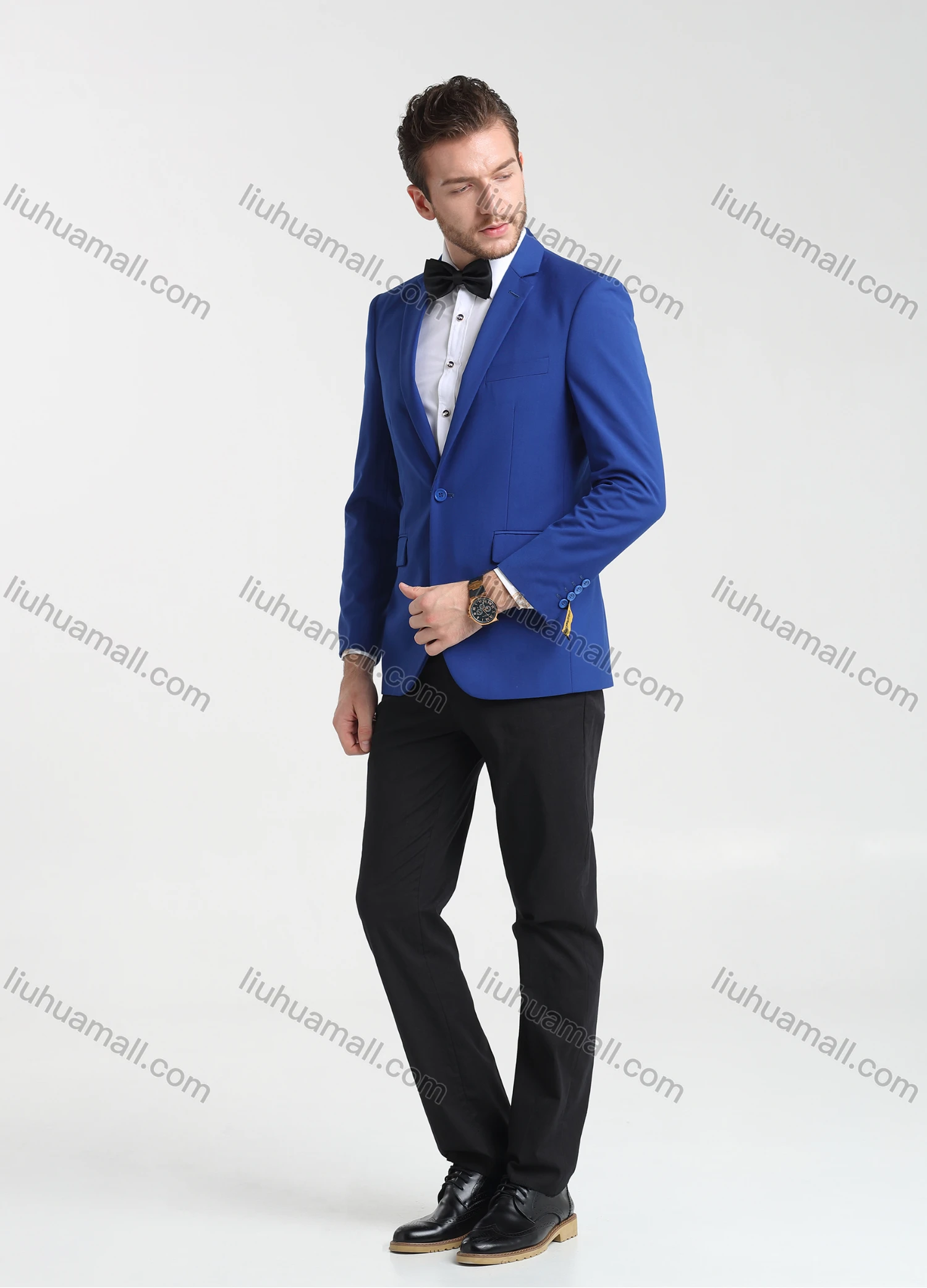 Wholesale Men's Formal Business Plain Lapel One Button Blazer Jacket & Pants 2-Pieces Suit Set BC028# - Liuhuamall