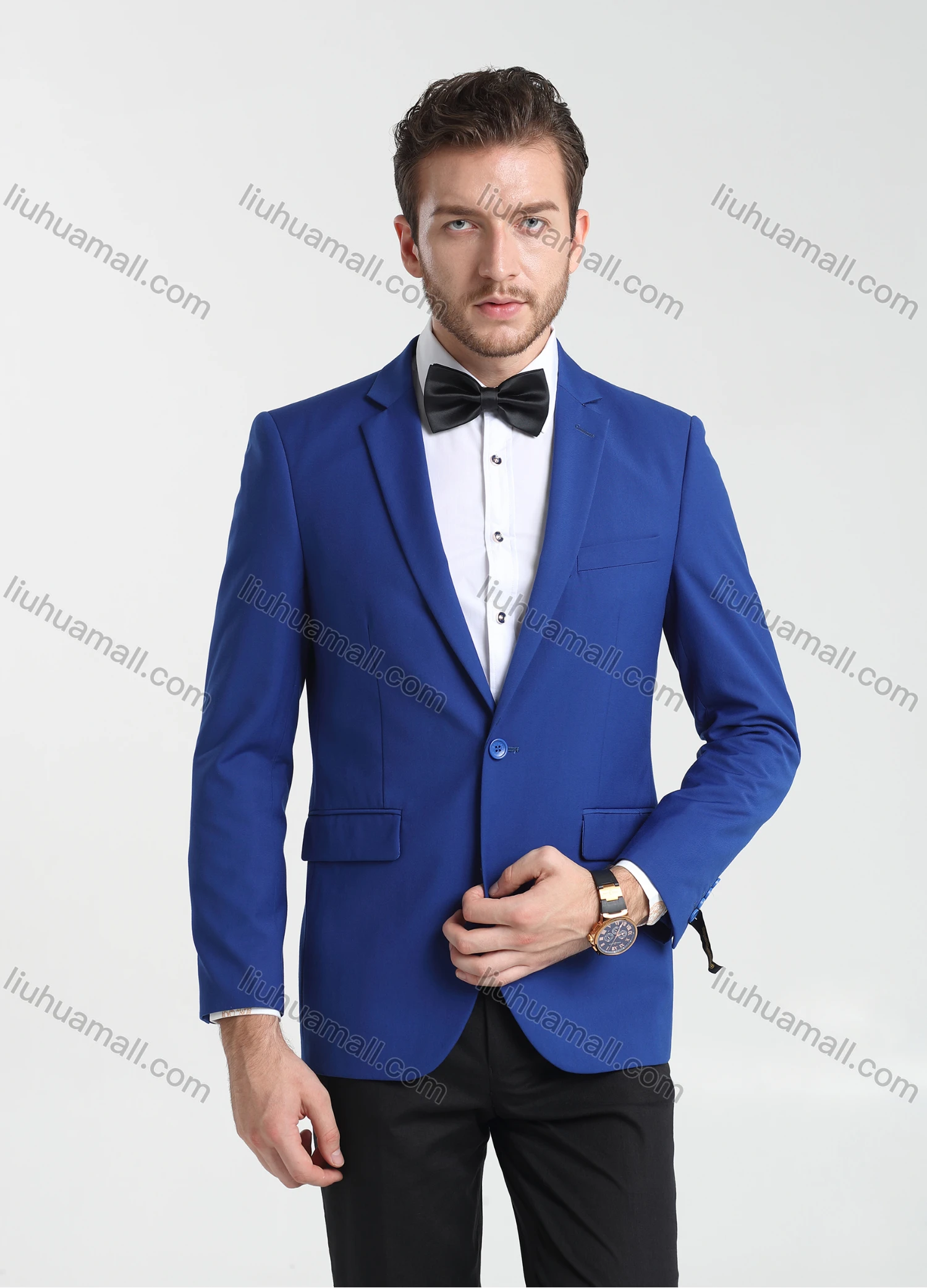 Wholesale Men's Formal Business Plain Lapel One Button Blazer Jacket & Pants 2-Pieces Suit Set BC028# - Liuhuamall