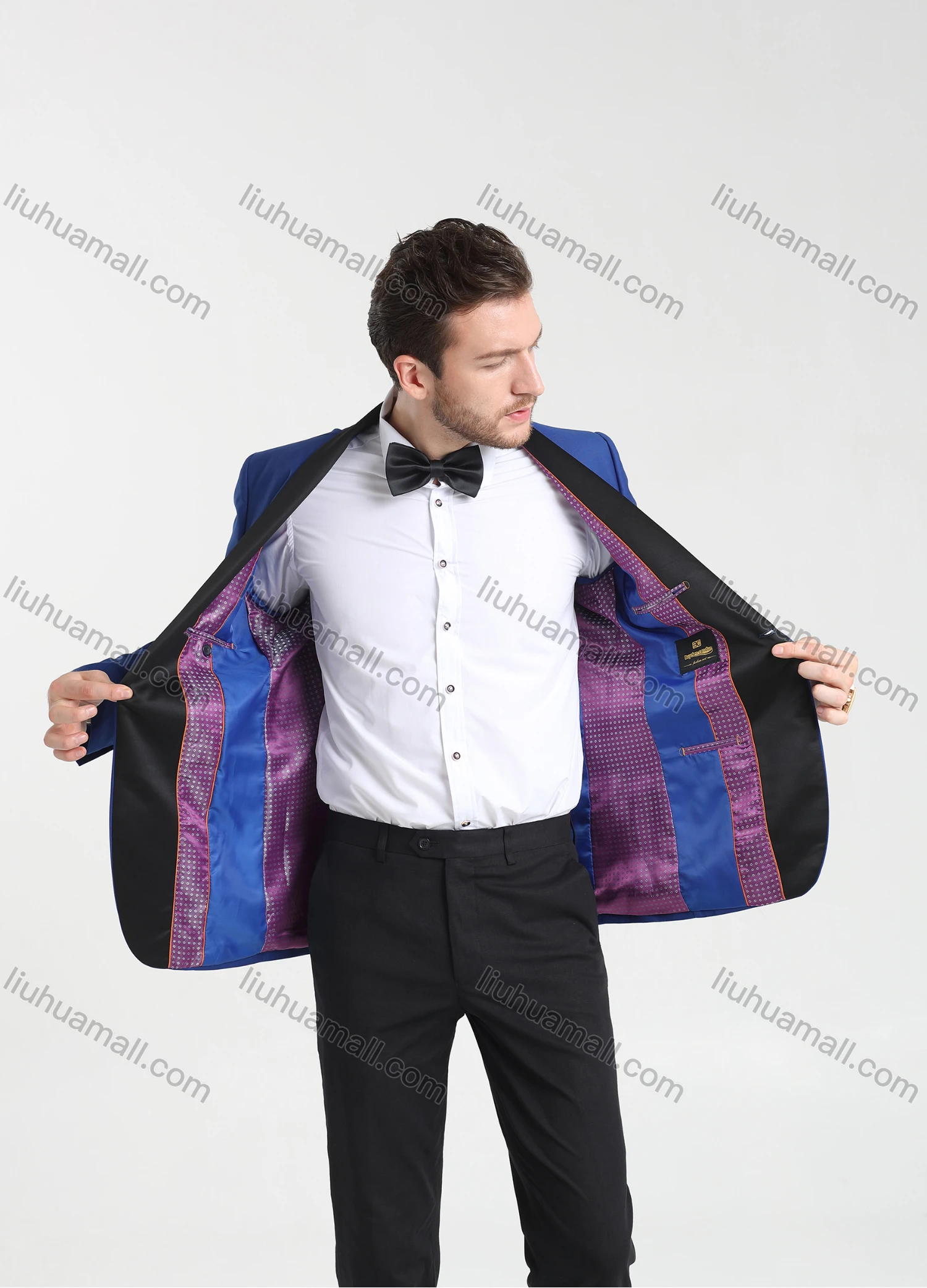 Wholesale Men's Formal Business Plain Lapel One Button Blazer Jacket & Pants 2-Pieces Suit Set BC028# - Liuhuamall