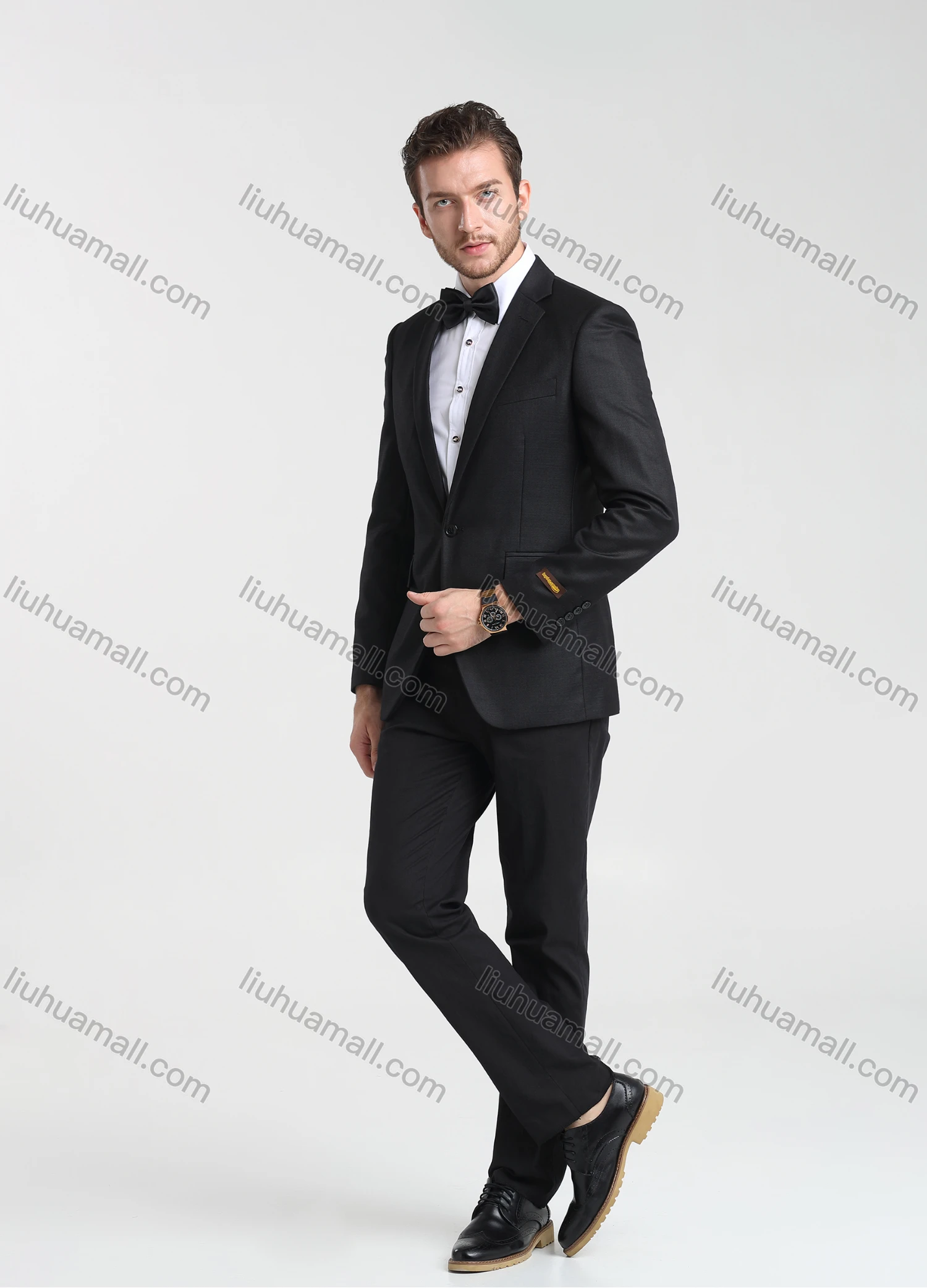 Wholesale Men's Formal Business Plain Lapel One Button Blazer Jacket & Pants 2-Pieces Suit Set BC029# - Liuhuamall