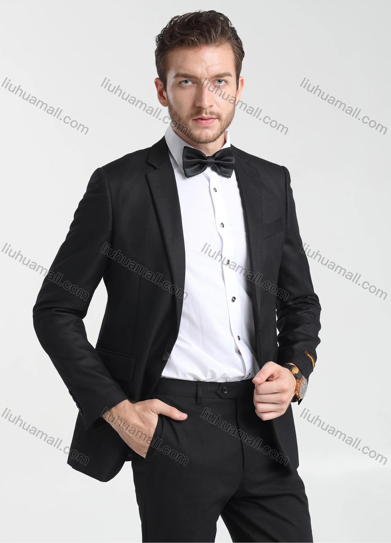 Wholesale Men's Formal Business Plain Lapel One Button Blazer Jacket & Pants 2-Pieces Suit Set BC034# - Liuhuamall