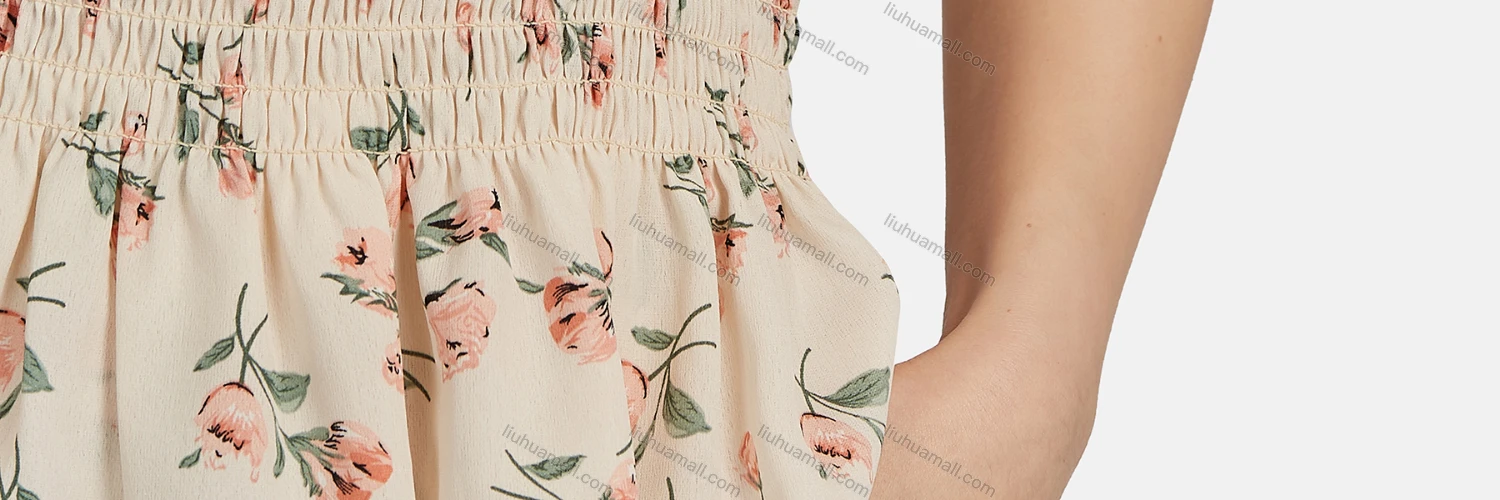 Wholesale Women's Sexy Floral Off Shoulder Peplum Shirred Ruffle Hem Crop Top 2-piece Set 28525# - Liuhuamall