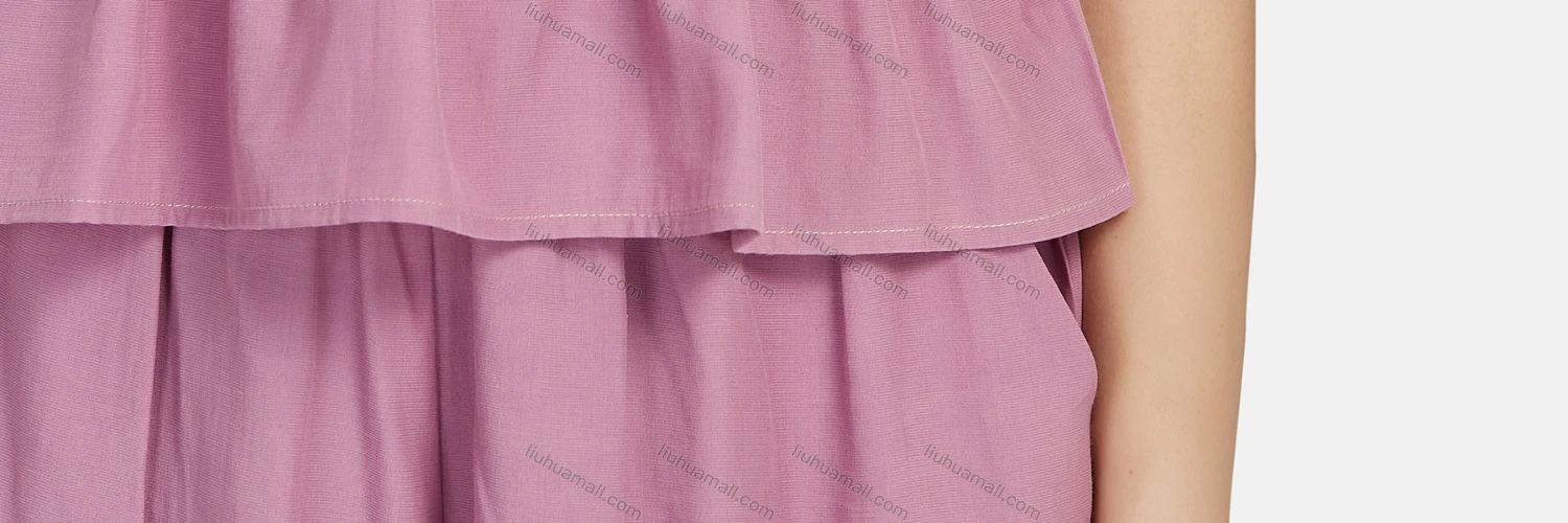 Wholesale Women's Casual Plain Tie Neck Peplum Shirred Top 2-piece Set 28528# - Liuhuamall