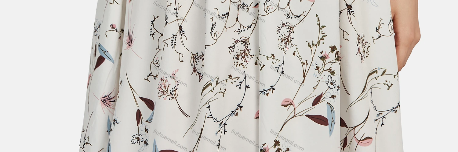 Wholesale Women's Casual Elastic Cuff Pearl Decor Floral Print Lace Up Dress 28523# - Liuhuamall