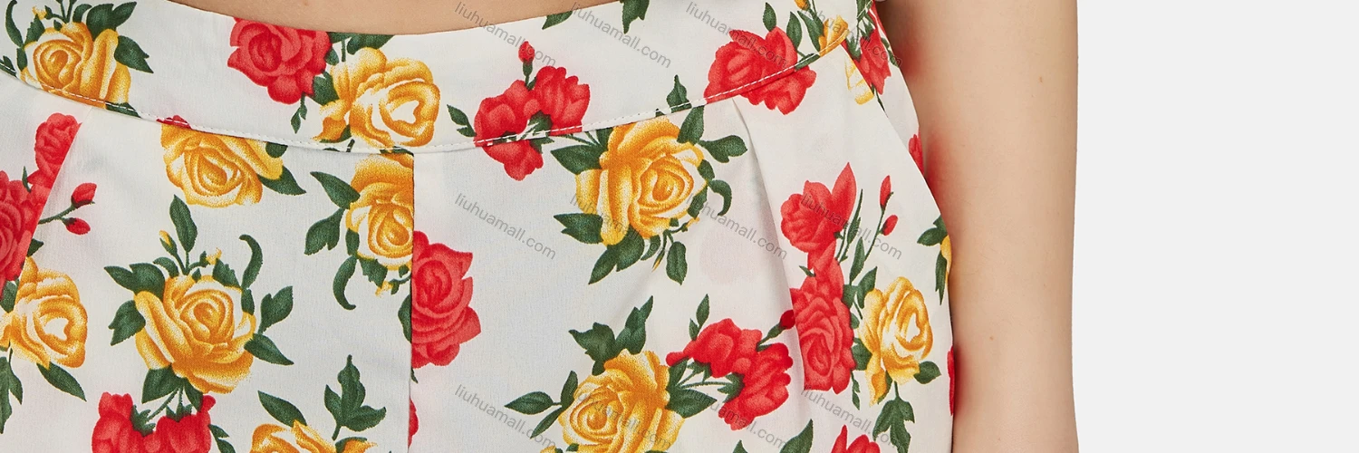 Wholesale Women's Casual V Neck Sleeveless Floral Drawstring Crop Top 2-piece Set 28524# - Liuhuamall