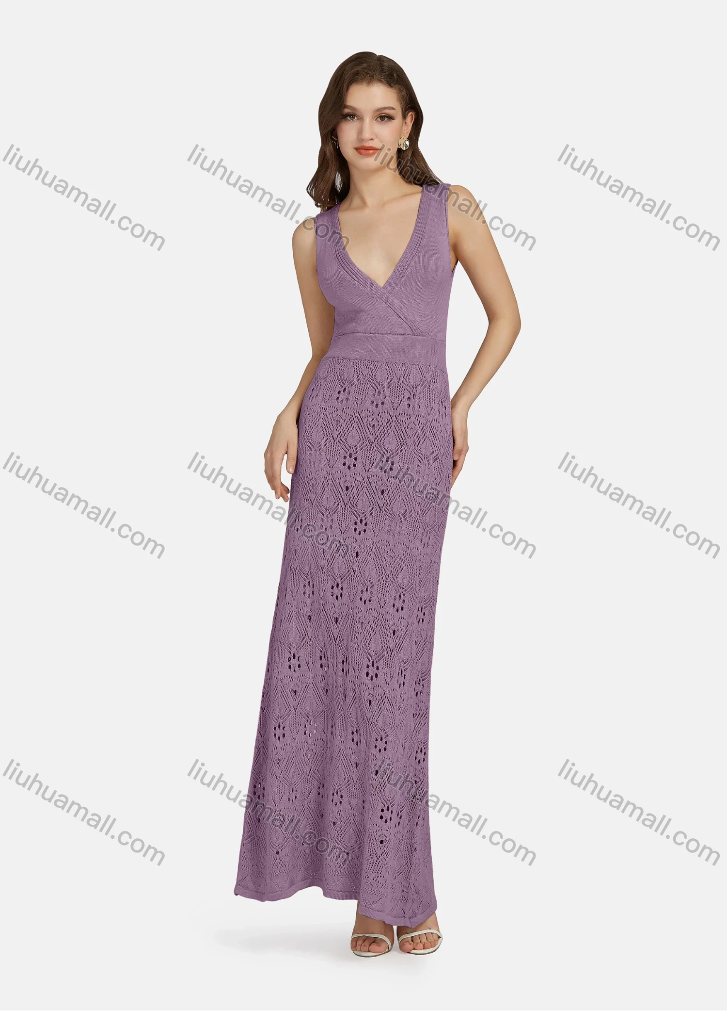 Wholesale Women's Sexy Deep V Neck Sleeveless High Waist Mesh Tank Dress WA0047# - Liuhuamall