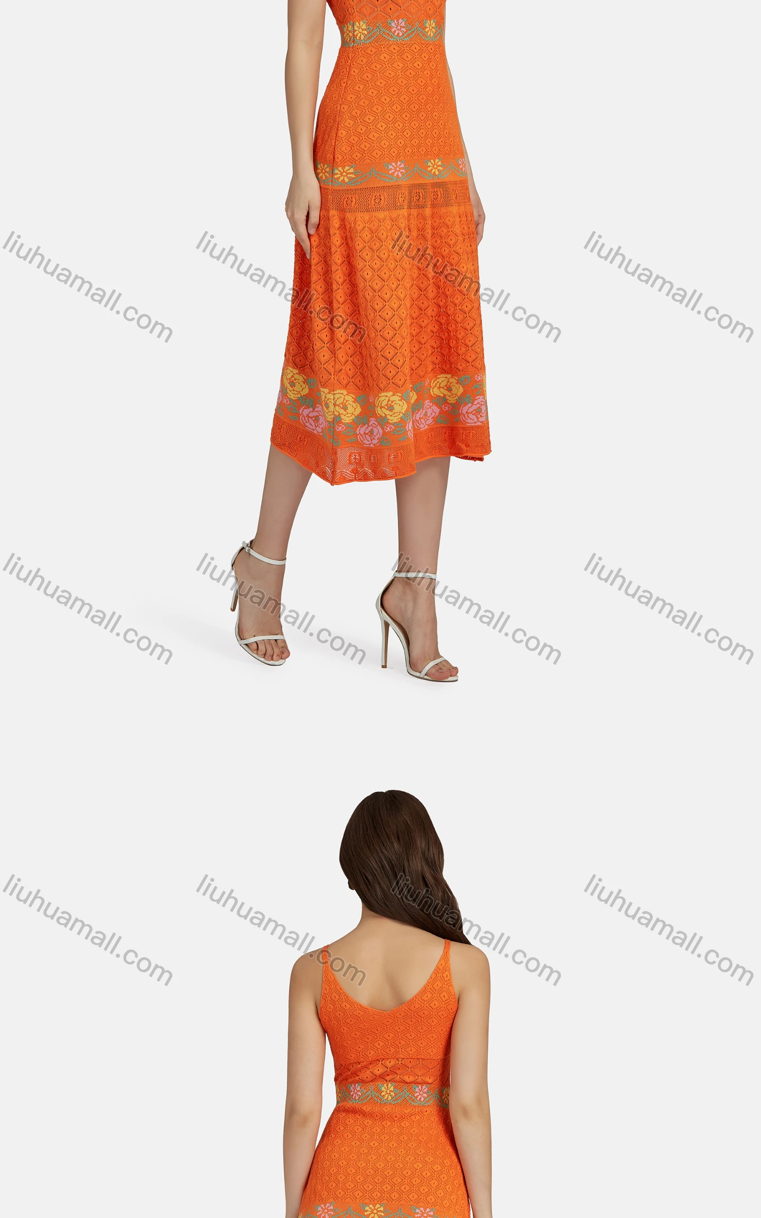 Wholesale Women's Casual Scoop Neck Sleeveless High Waist Floral Midi Cami Dress WP0055# - Liuhuamall