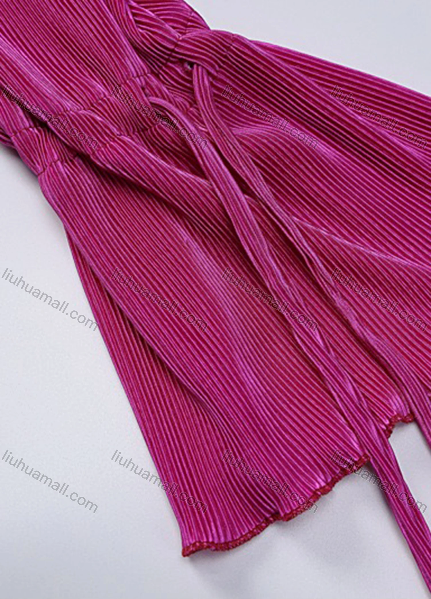 Wholesale Women's Fashion Plain Wrap V Neck Long Sleeve Lace Up Top & High Waist Ruffle Leg Ankle Length Pants 2 Piece Set - Liuhuamall