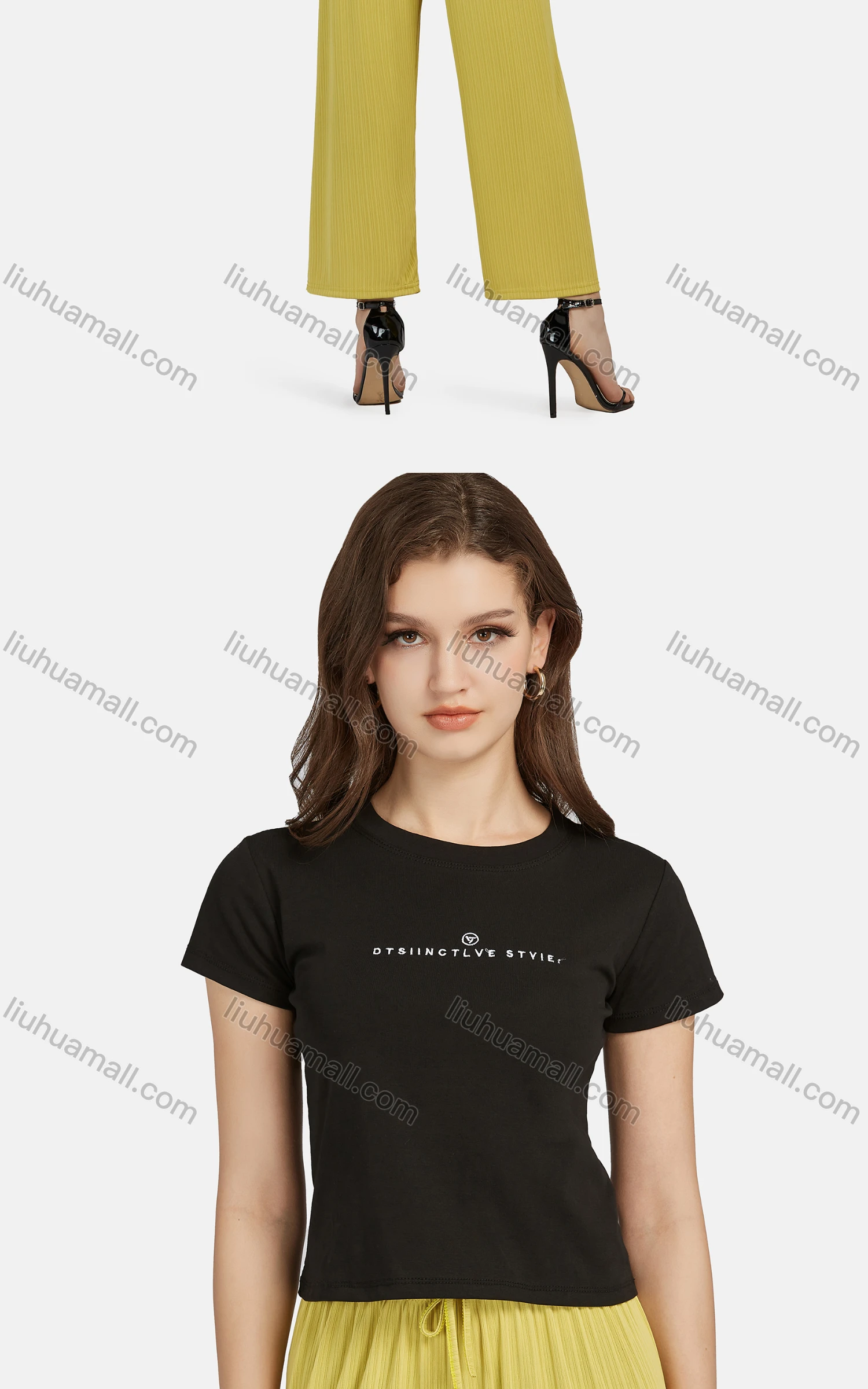 Wholesale Women's Casual High Waist Drawstring Rib-Knit Plain Wide Leg Pants 2017# - Liuhuamall