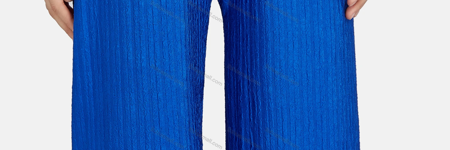 Wholesale Women's Casual High Waist Drawstring Rib-Knit Plain Wide Leg Pants 2018# - Liuhuamall