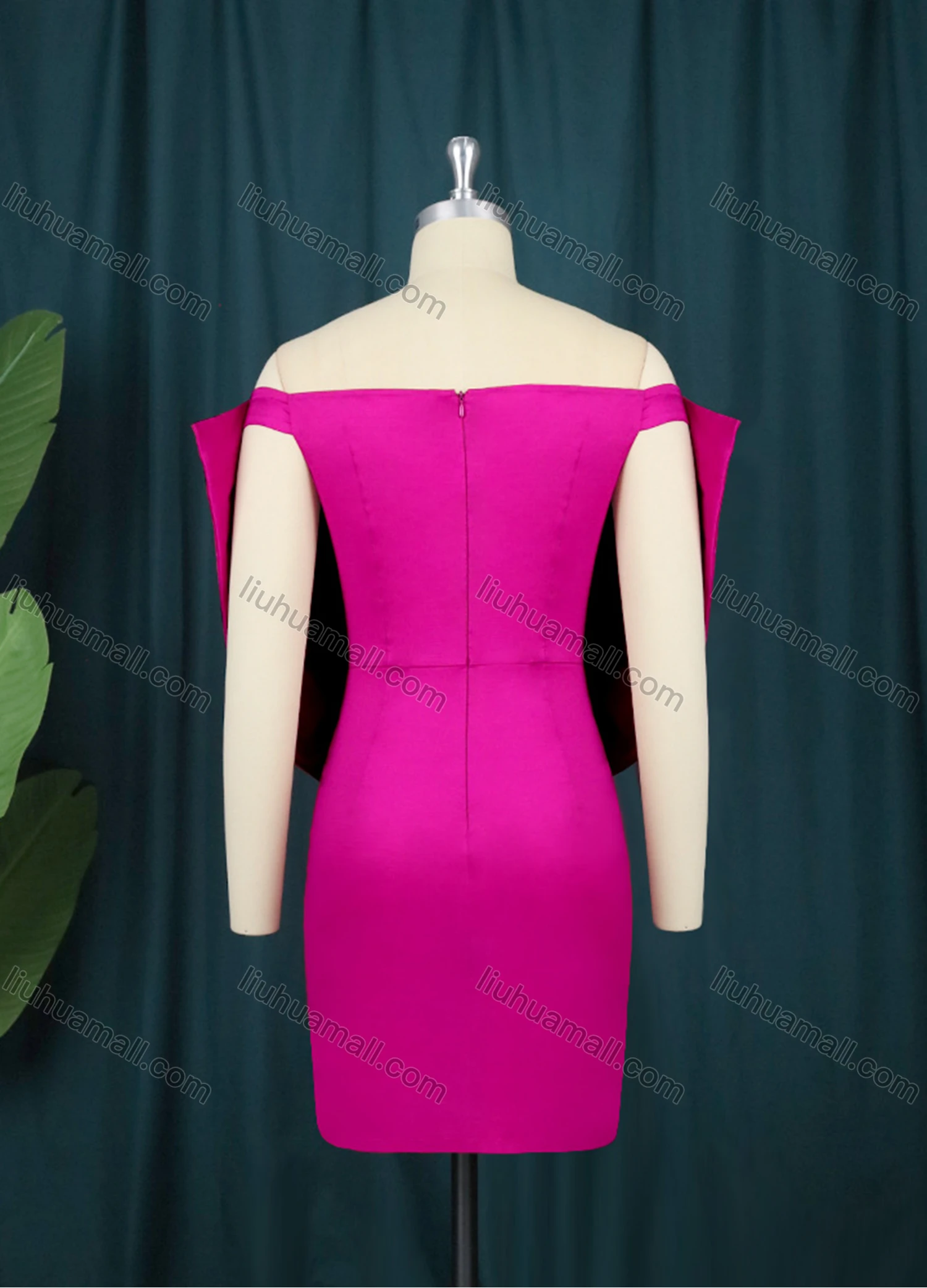 Wholesale Women's Plain Strapless Bow Knot Zip Back Bodycon Cocktail Short Dress - Liuhuamall