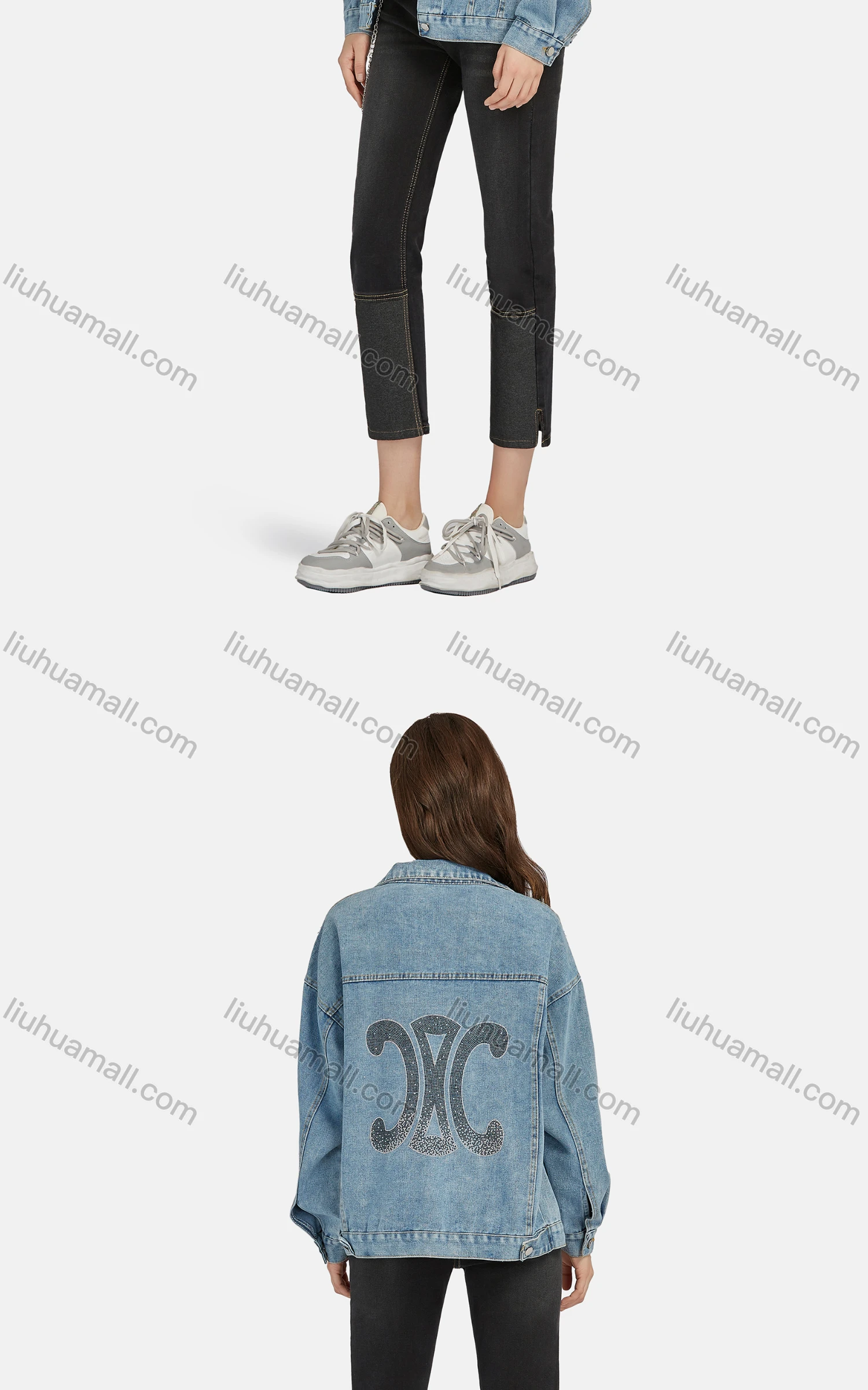 Wholesale Women's Casual Flap Pockets Button Down Lapel Denim Jacket G-F01# - Liuhuamall