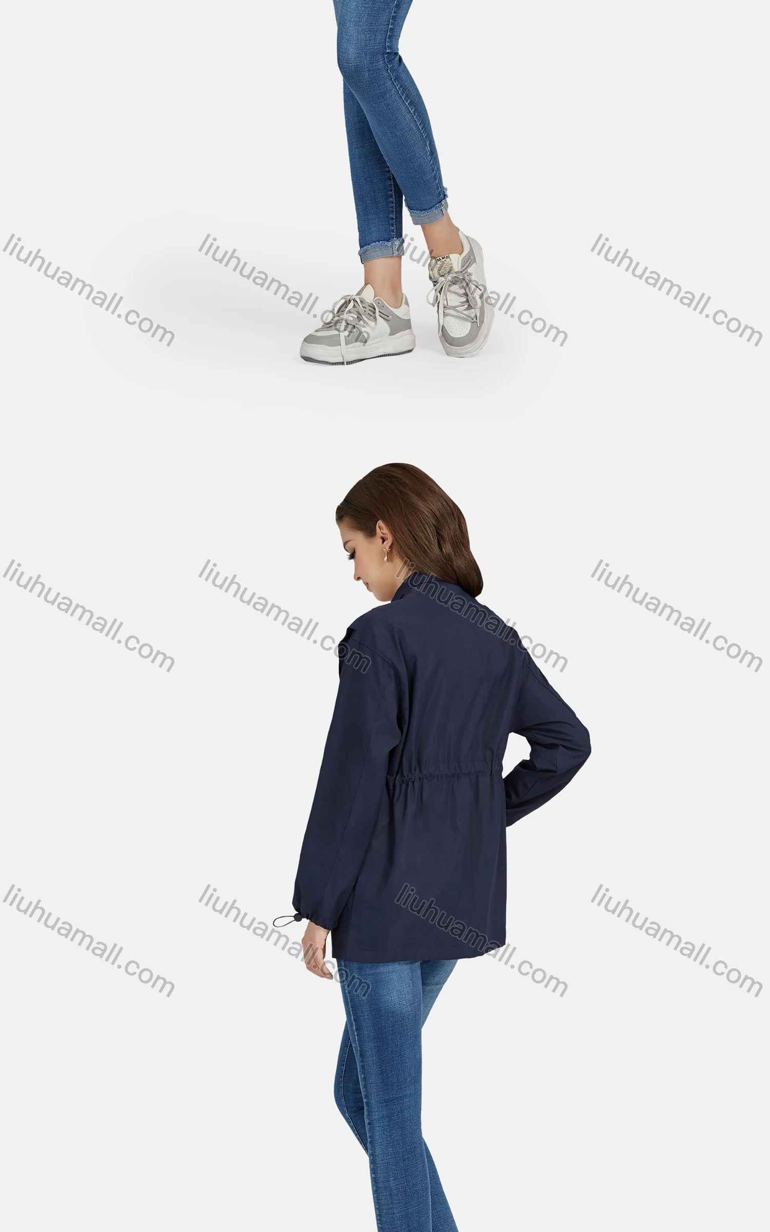 Wholesale Women's Casual Slant Pockets Wash Frayed Raw Hem Slim Fit Cropped Jeans 1688-2# - Liuhuamall