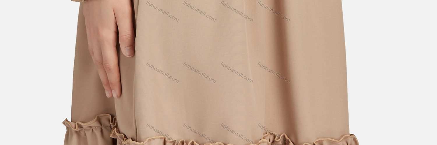 Wholesale Women's Casual V Neck Tie Front Button Front Ruffle Hem Dress 10097# - Liuhuamall