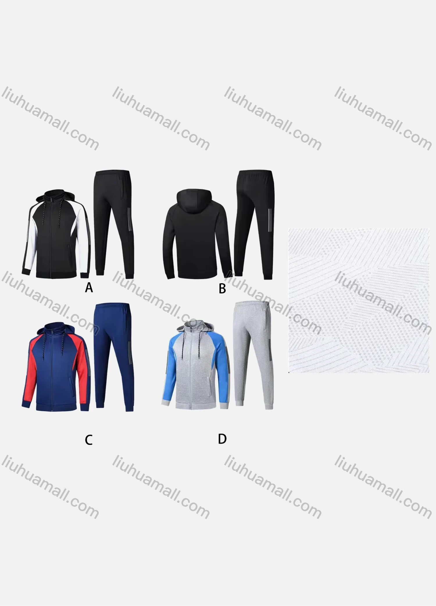 Wholesale Men's Athletic Workout Colorblock Drawstring Zip Hoodie & Elastic Waist Ankle Length Joggers 2 Piece Set 32373# - Liuhuamall