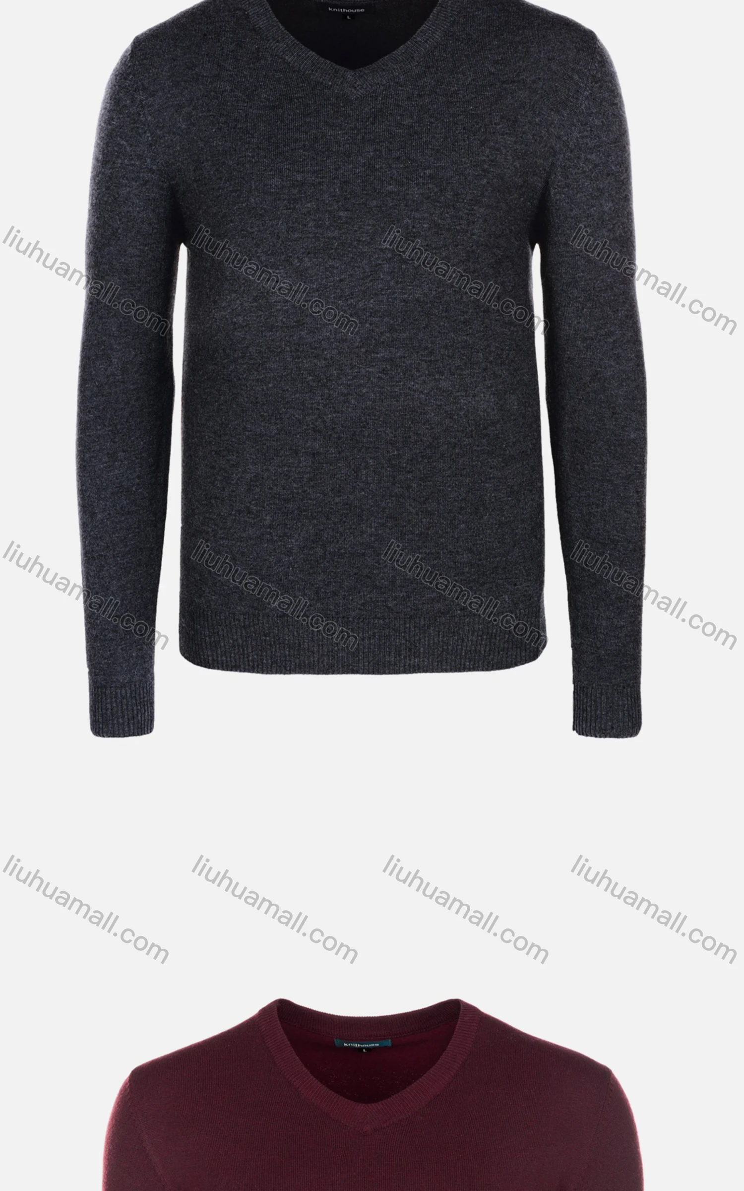 Wholesale Men's Casual Slim Fit Plain V Neck Long Sleeve Wool Blend Sweater 8101# - Liuhuamall