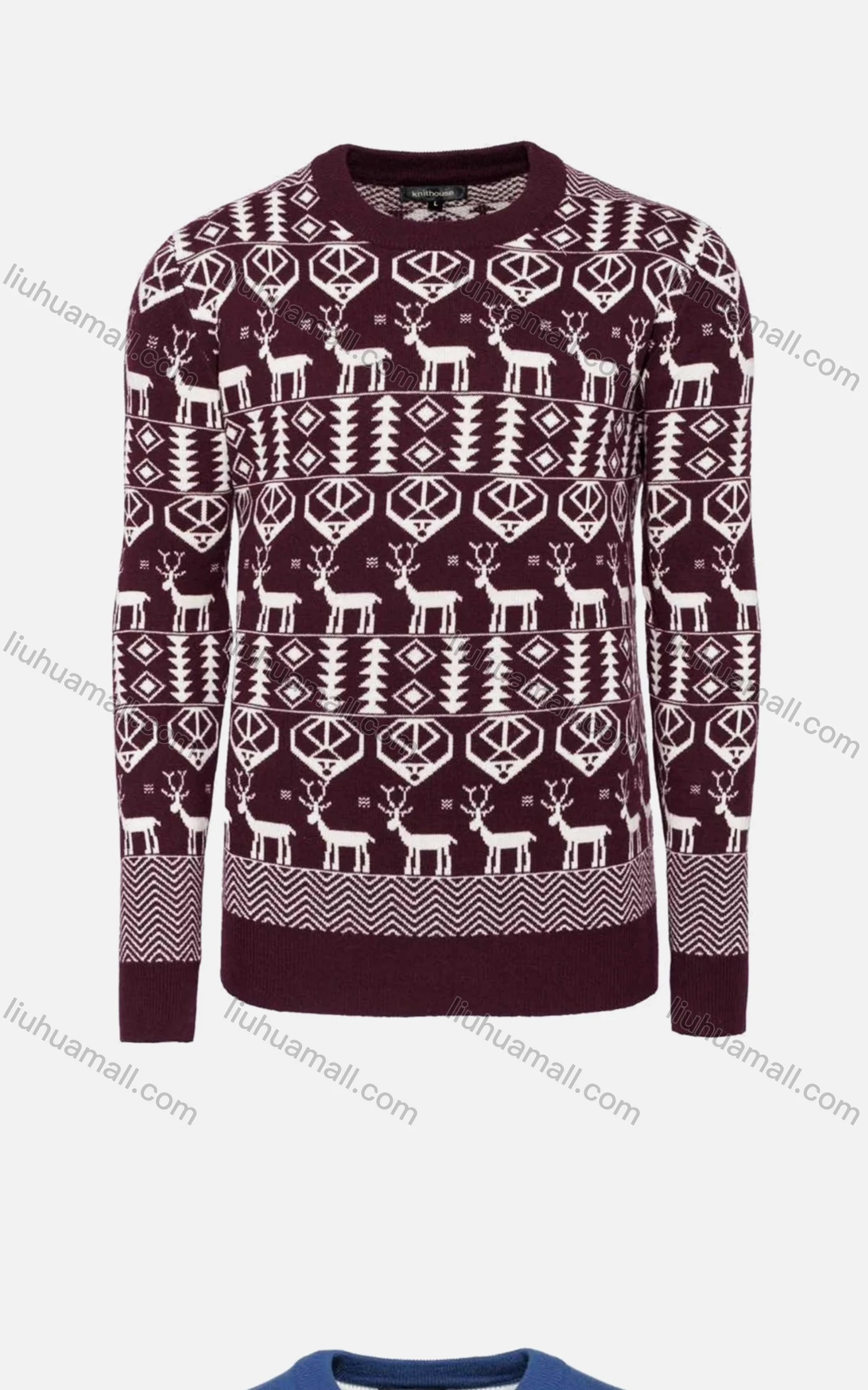 Wholesale Men's Casual Slim Fit Crew Neck Long Sleeve Allover Print Wool Blend Sweater 8130/8131/8132/8133# - Liuhuamall