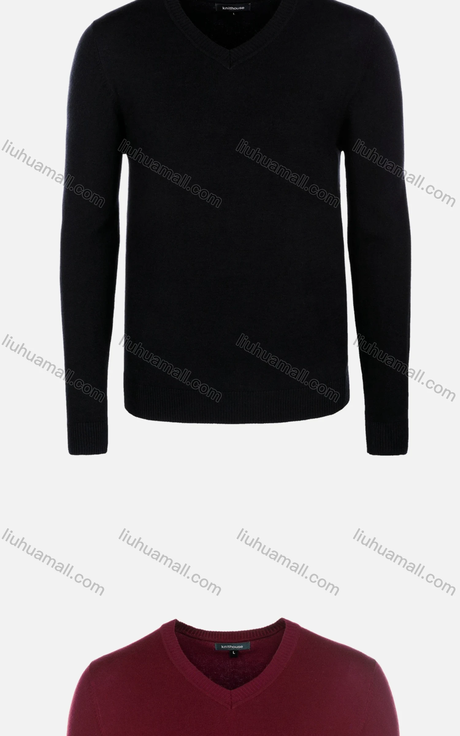 Wholesale Men's Casual Slim Fit V Neck Long Sleeve Plain Sweater 8301# - Liuhuamall