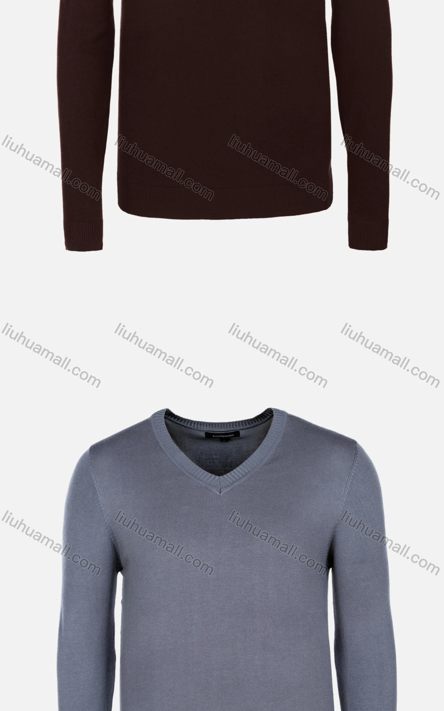 Wholesale Men's Casual Slim Fit V Neck Long Sleeve Plain Sweater 8301# - Liuhuamall