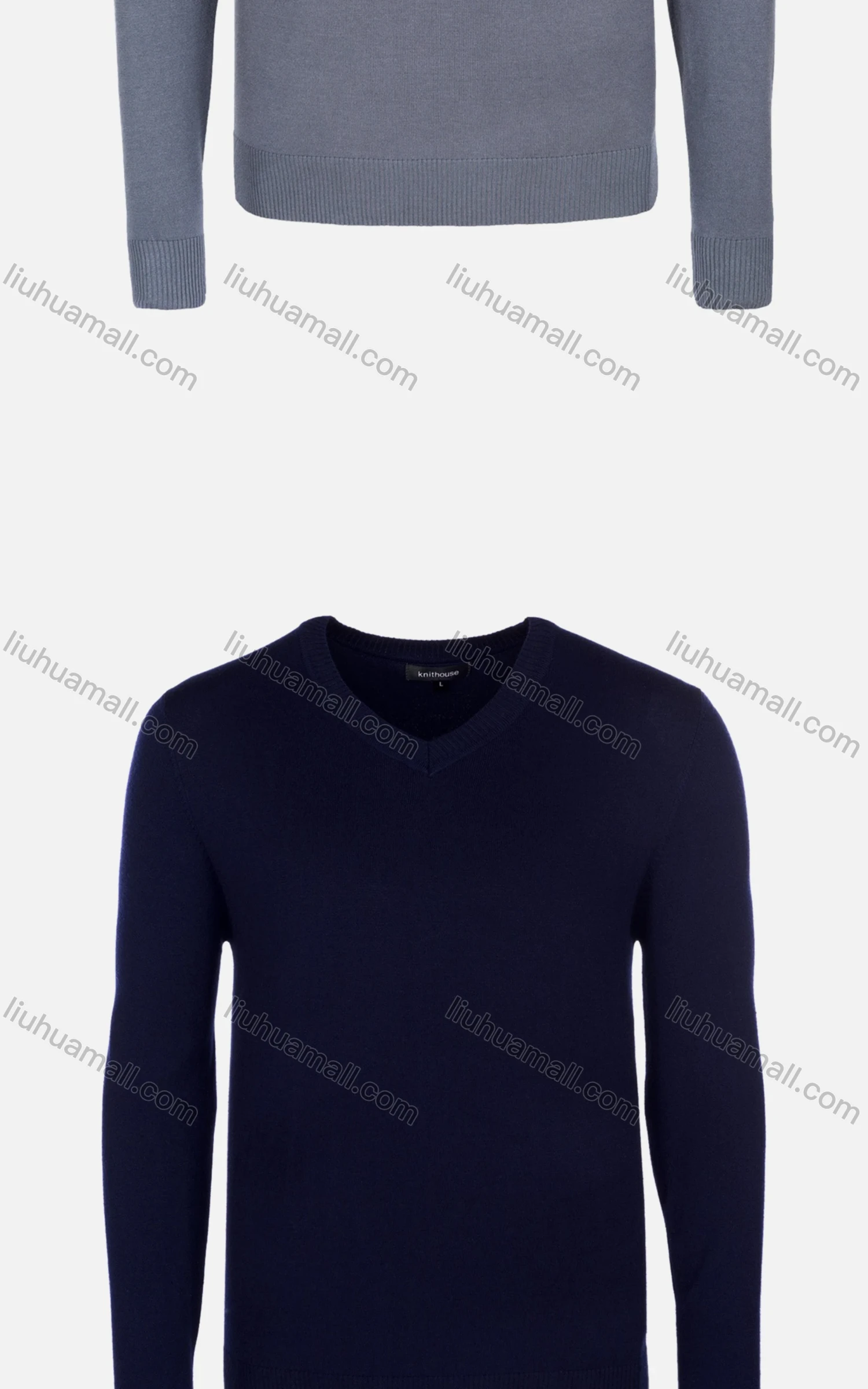 Wholesale Men's Casual Slim Fit V Neck Long Sleeve Plain Sweater 8301# - Liuhuamall