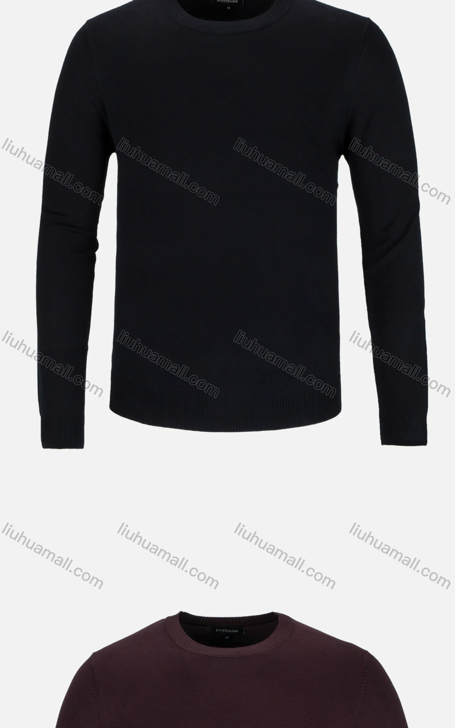 Wholesale Men's Casual Slim Fit Crew Neck Long Sleeve Plain Knit Sweater 8302# - Liuhuamall