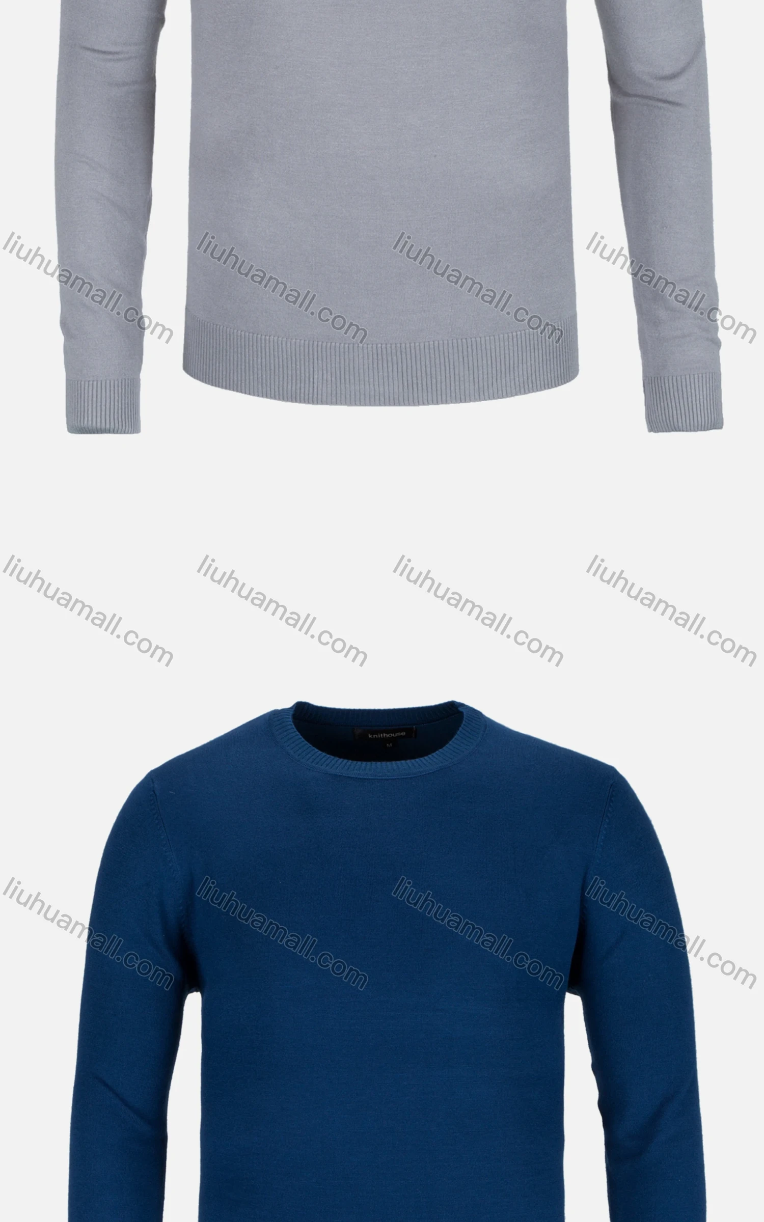 Wholesale Men's Casual Slim Fit Crew Neck Long Sleeve Plain Knit Sweater 8302# - Liuhuamall