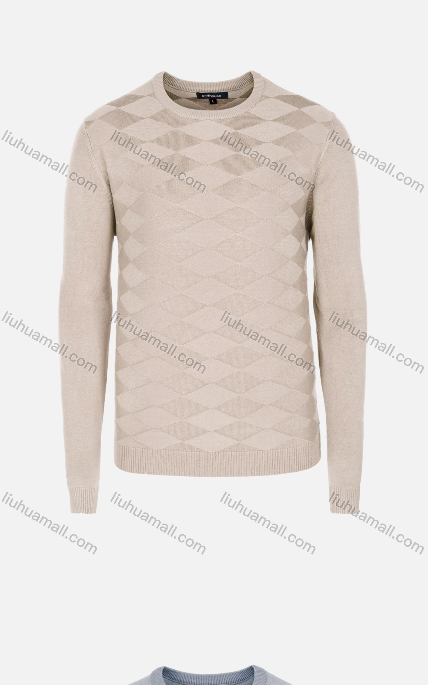 Wholesale Men's Casual Slim Fit Crew Neck Long Sleeve Argyle Knit Sweater 8303# - Liuhuamall