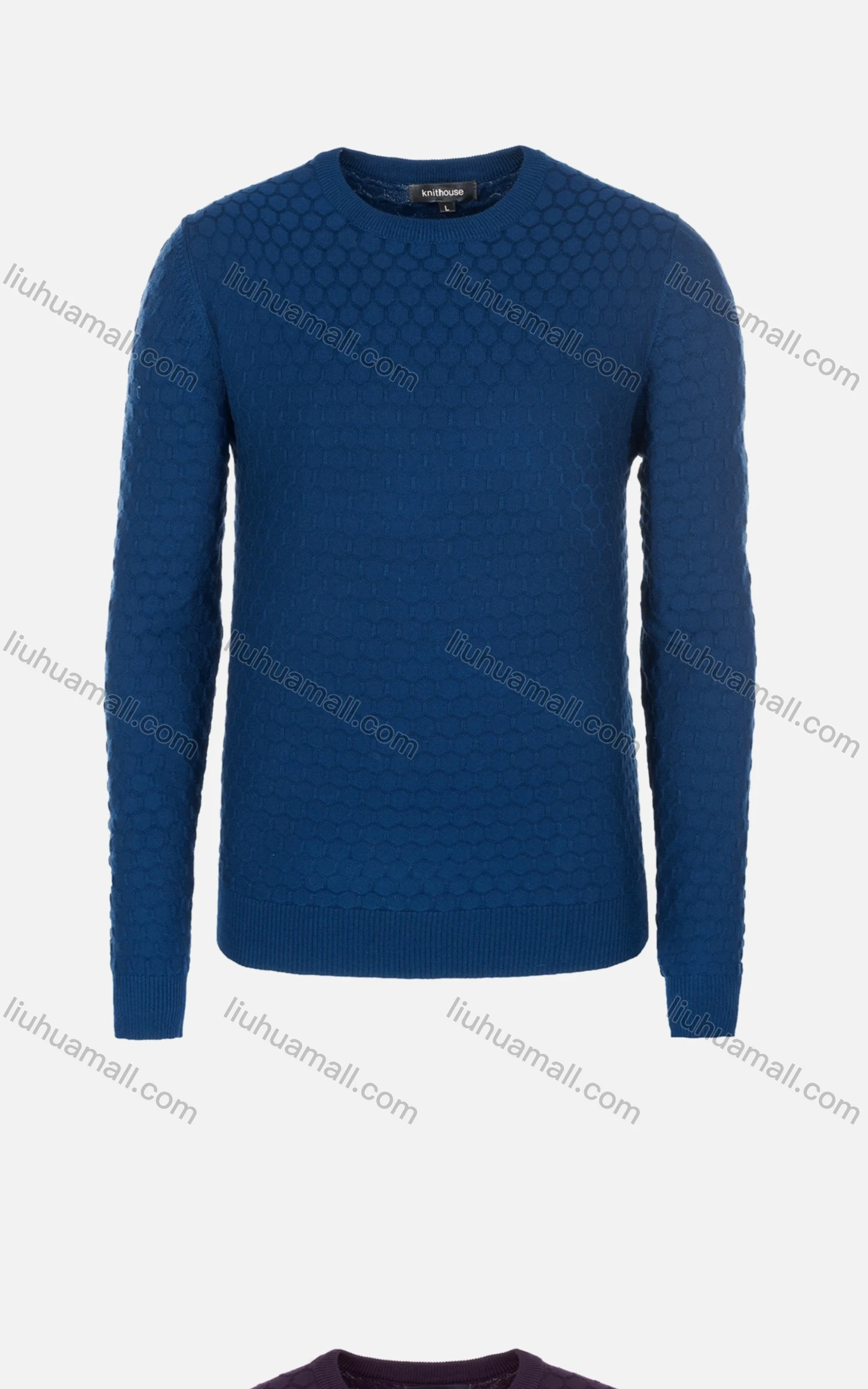 Wholesale Men's Casual Slim Fit Crew Neck Long Sleeve Honeycomb Knit Sweater 8305# - Liuhuamall