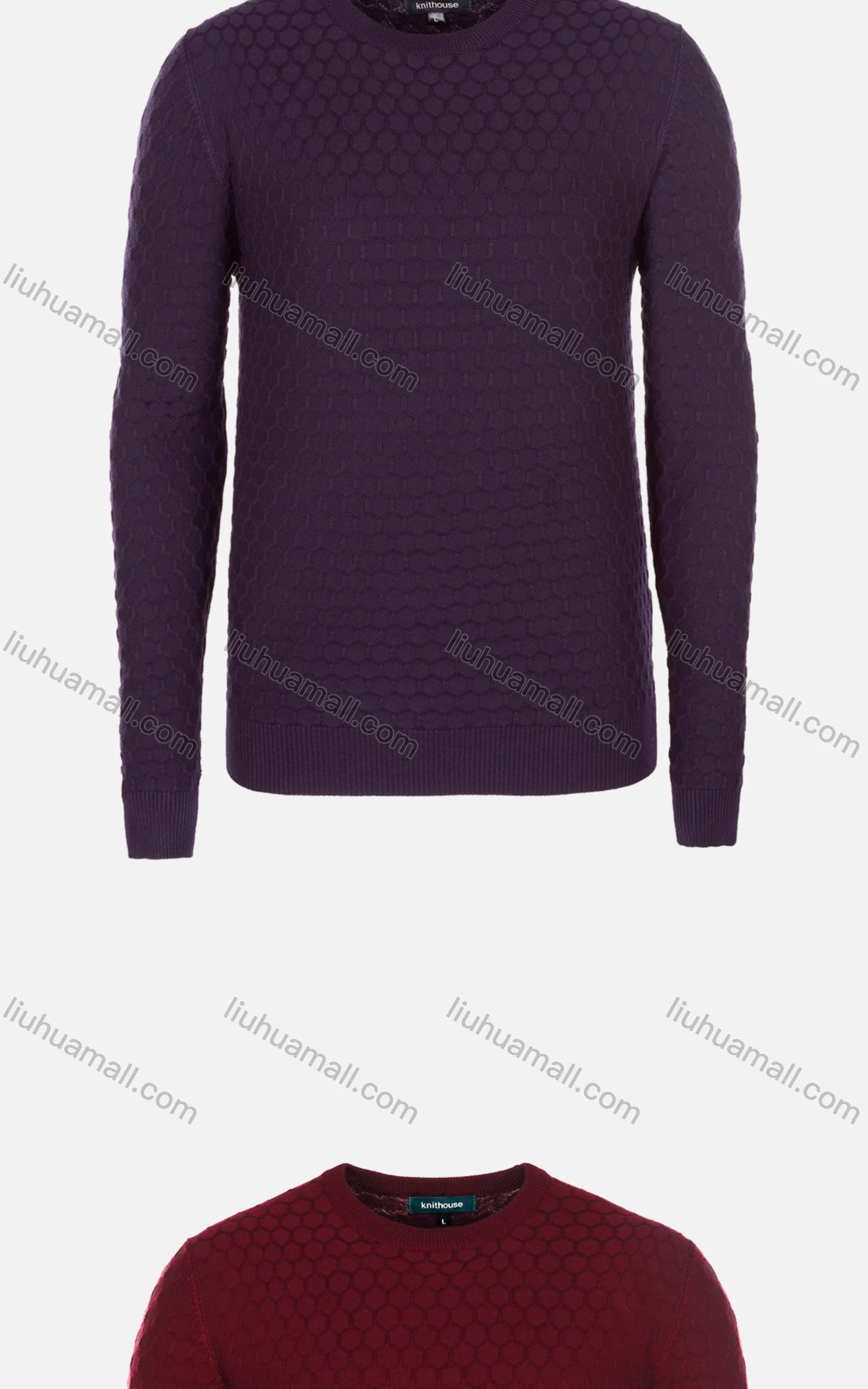 Wholesale Men's Casual Slim Fit Crew Neck Long Sleeve Honeycomb Knit Sweater 8305# - Liuhuamall