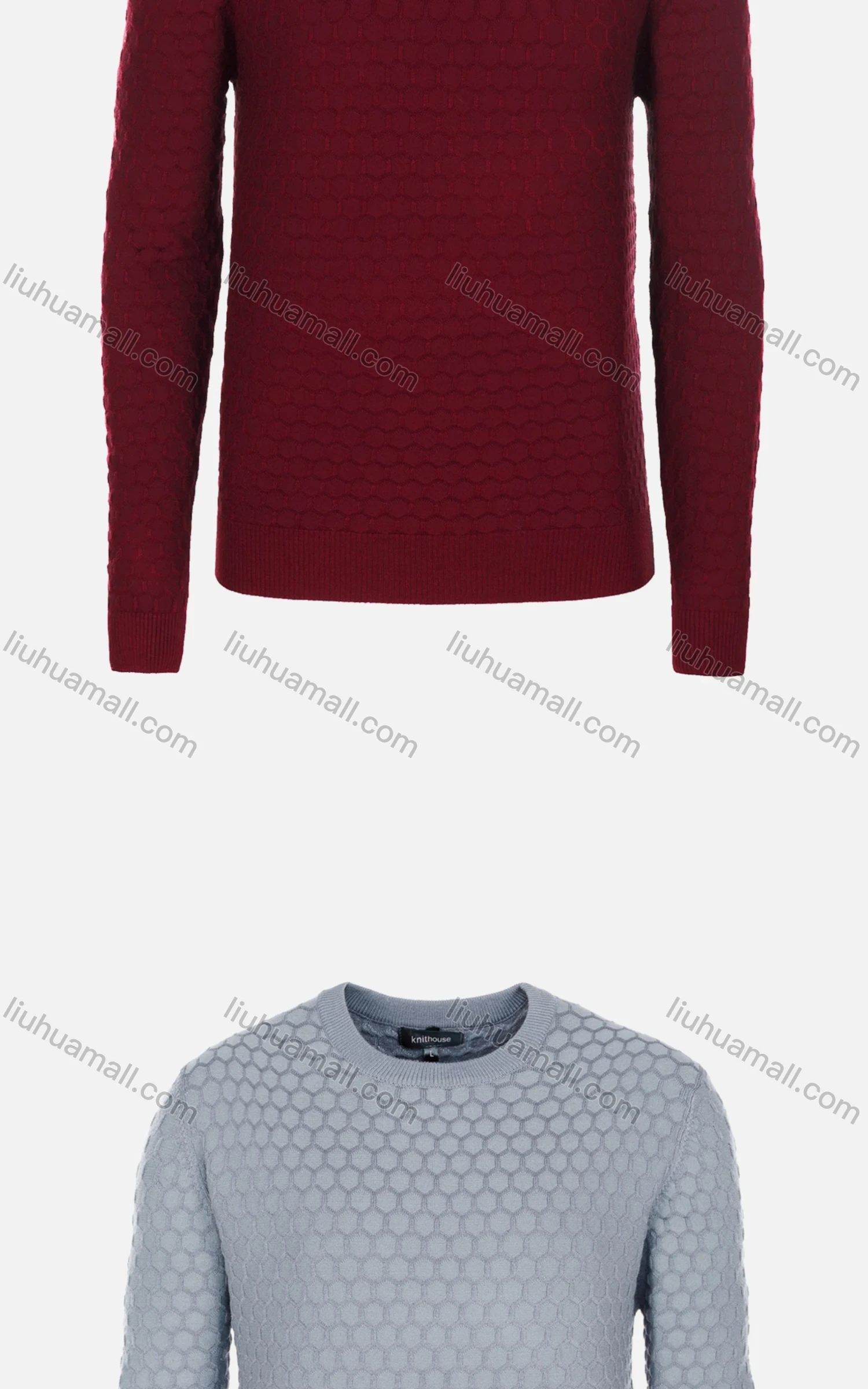 Wholesale Men's Casual Slim Fit Crew Neck Long Sleeve Honeycomb Knit Sweater 8305# - Liuhuamall