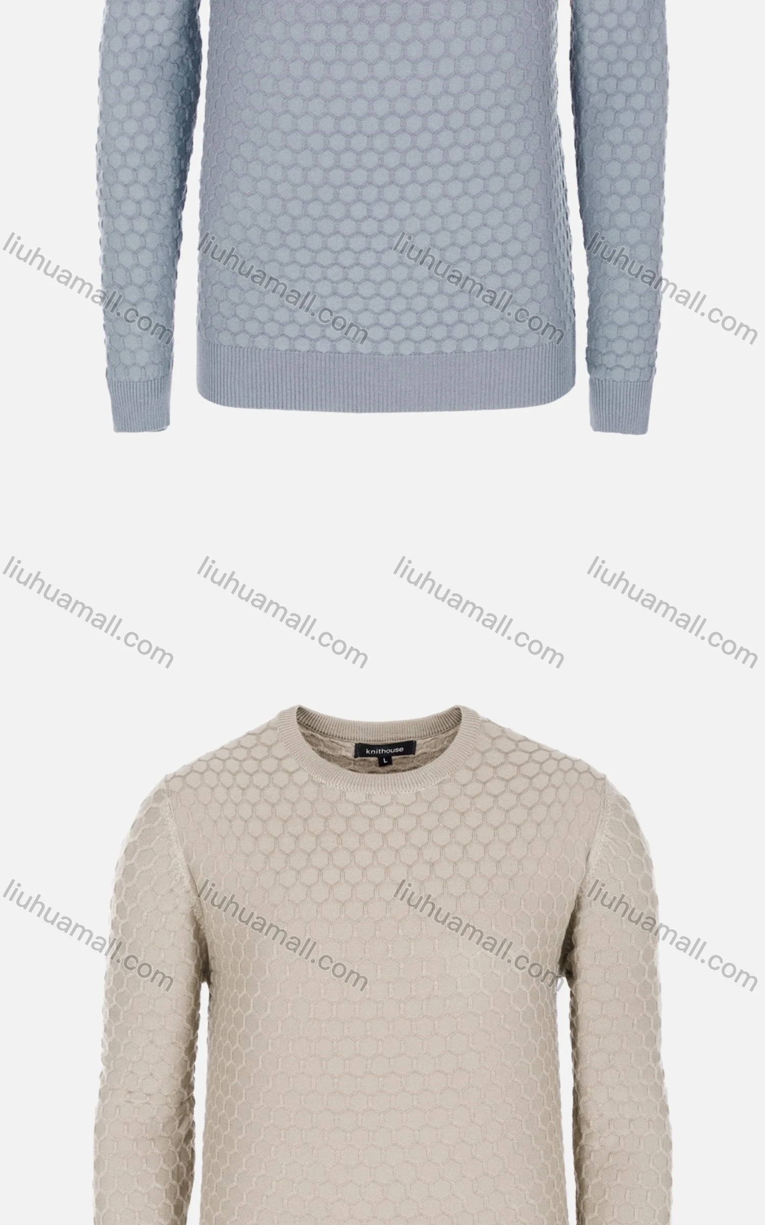 Wholesale Men's Casual Slim Fit Crew Neck Long Sleeve Honeycomb Knit Sweater 8305# - Liuhuamall