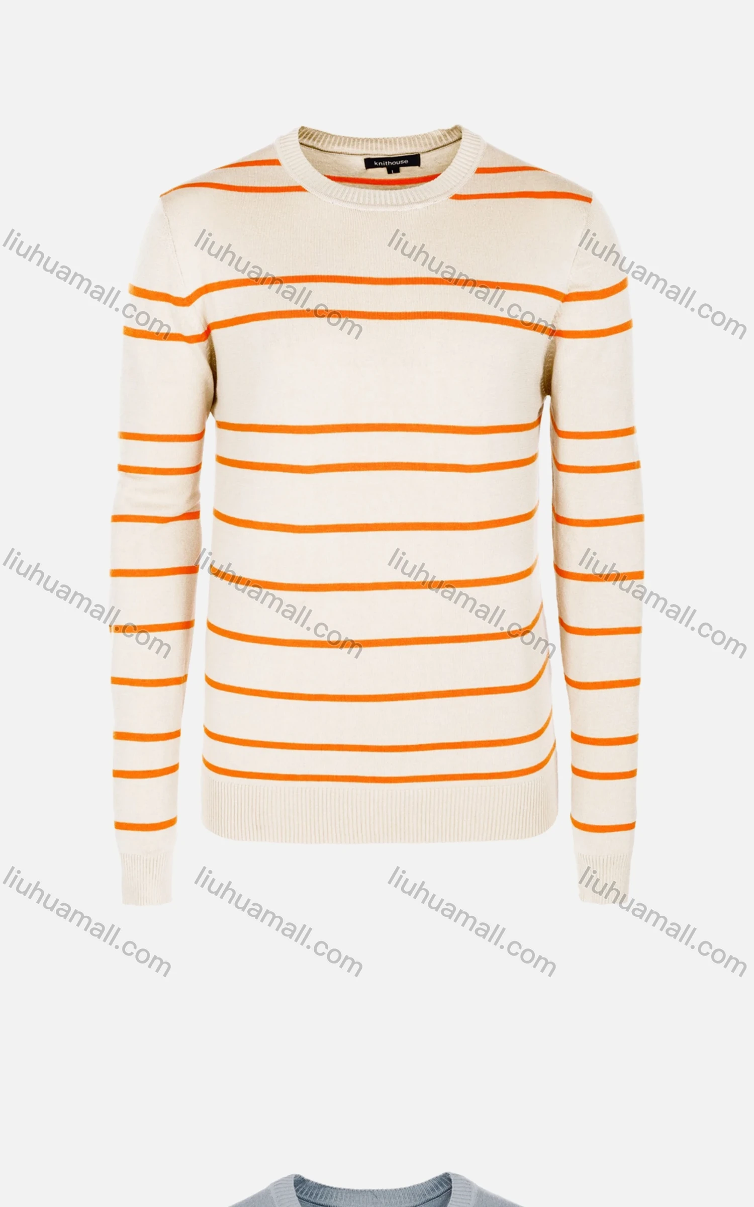 Wholesale Men's Casual Slim Fit Crew Neck Long Sleeve Striped Knit Sweater 8310# - Liuhuamall