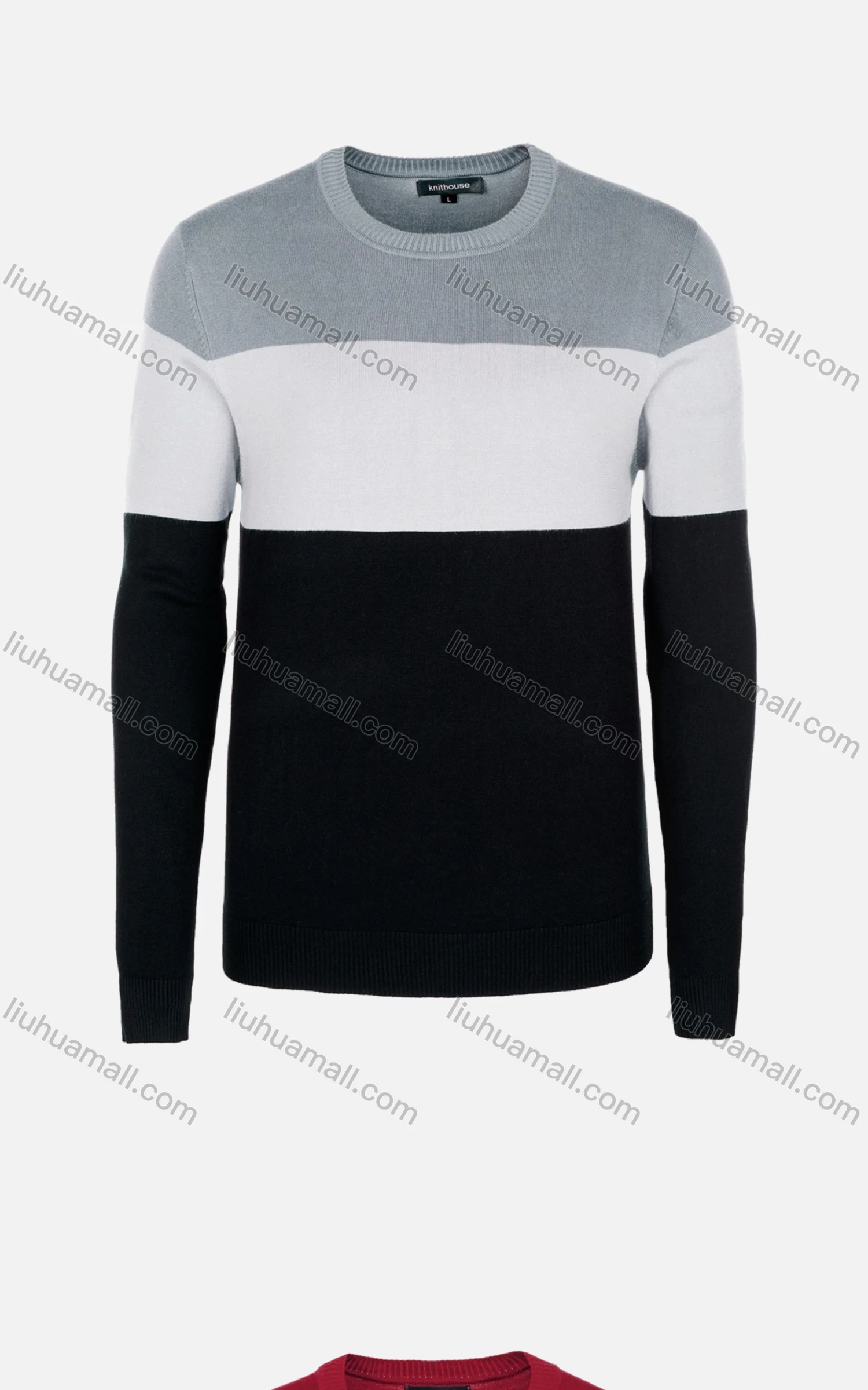 Wholesale Men's Casual Slim Fit Crew Neck Long Sleeve Colorblock Knit Sweater 8311# - Liuhuamall