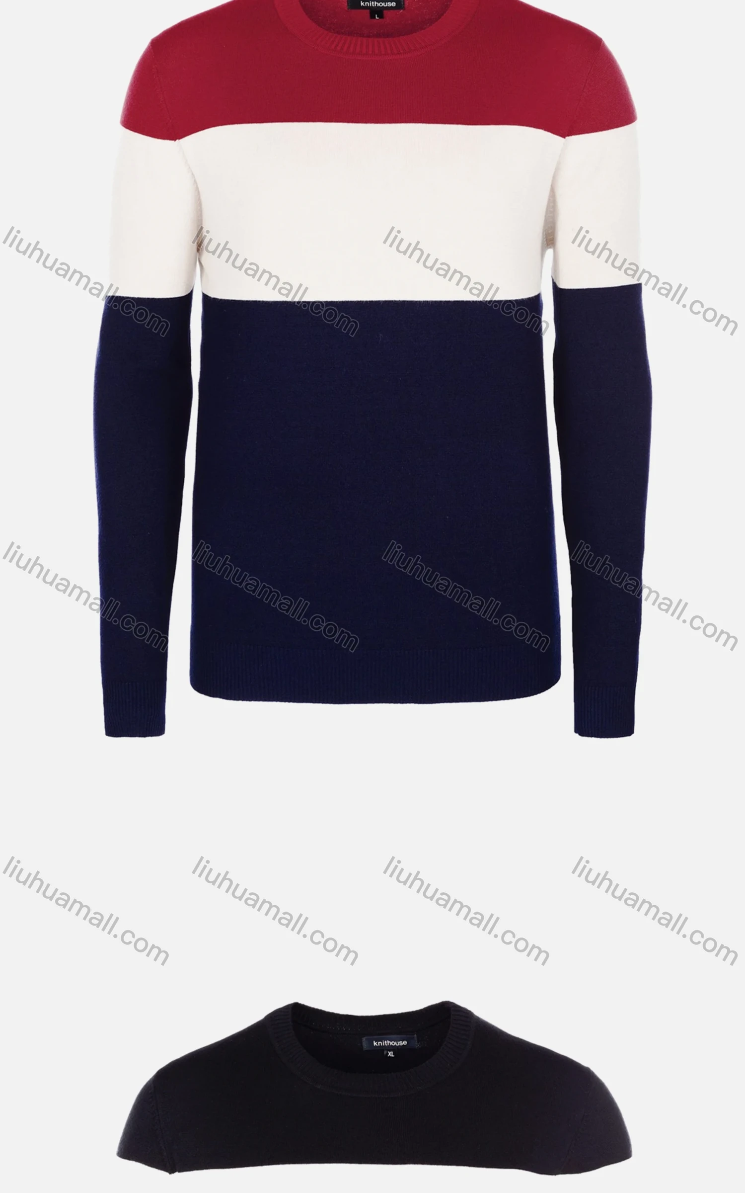 Wholesale Men's Casual Slim Fit Crew Neck Long Sleeve Colorblock Knit Sweater 8311# - Liuhuamall