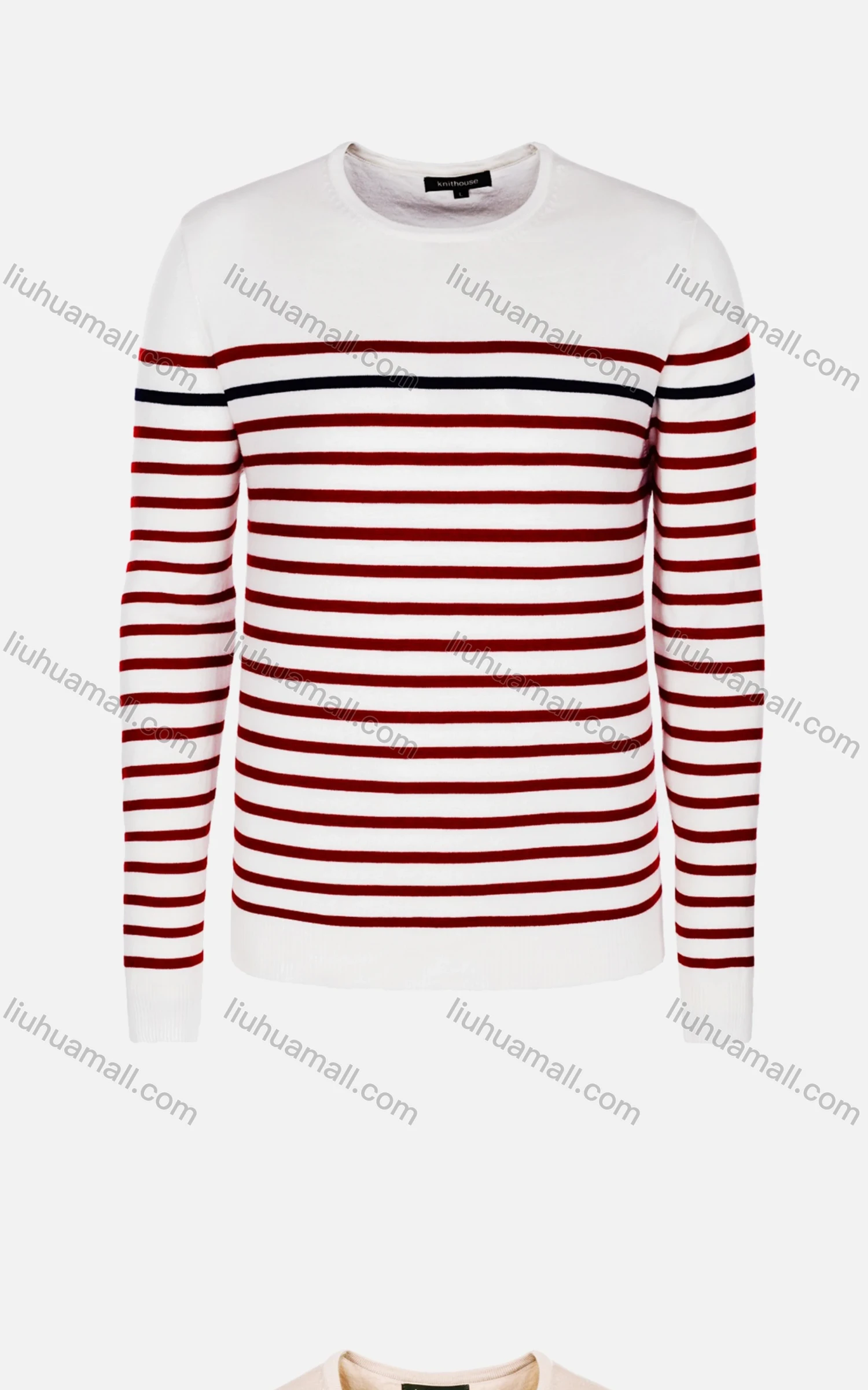 Wholesale Men's Casual Slim Fit Crew Neck Long Sleeve Striped Knit Sweater 8312# - Liuhuamall