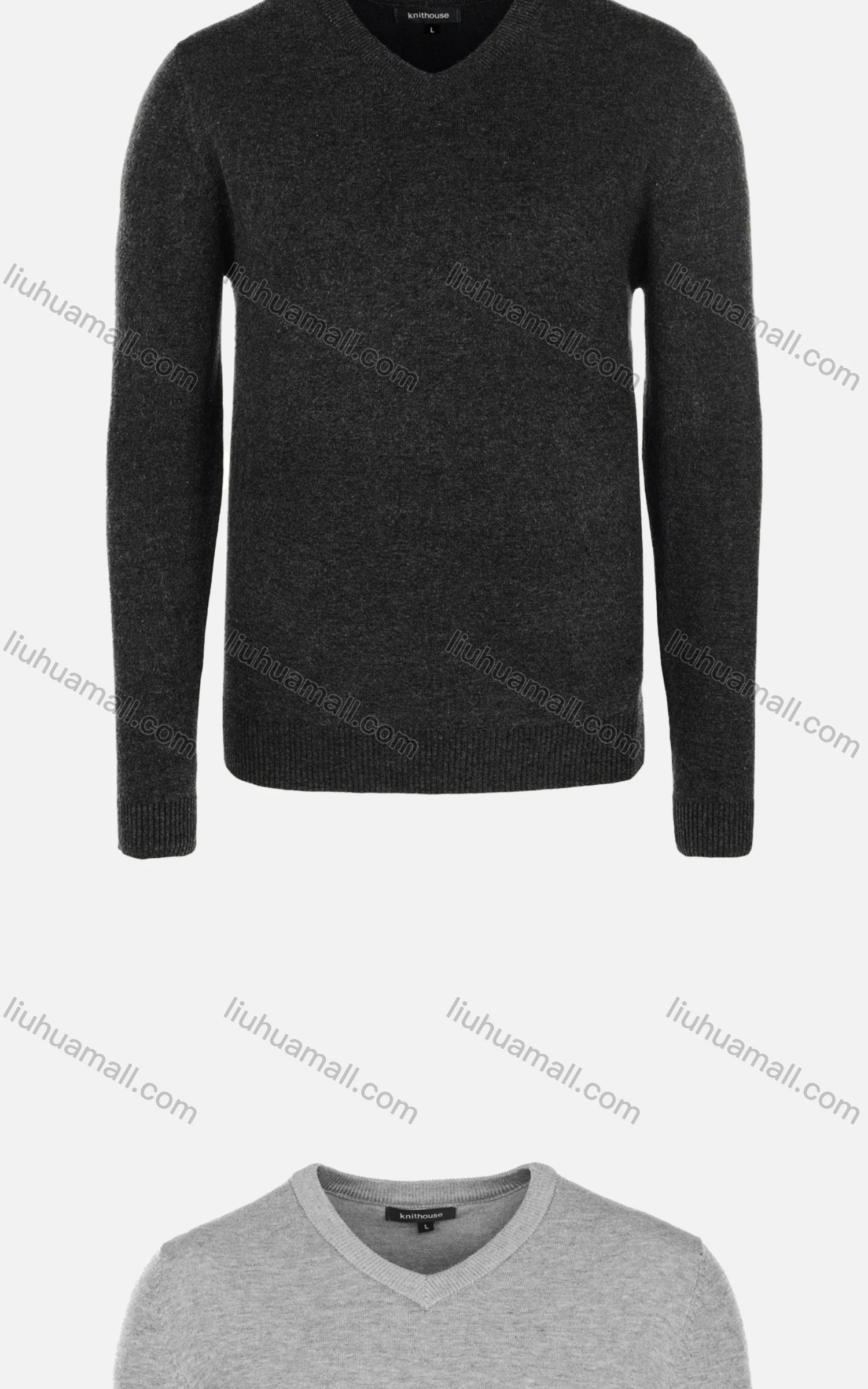 Wholesale Men's Casual Slim Fit V Neck Long Sleeve Plain Knit Wool Blend Sweater 8801# - Liuhuamall
