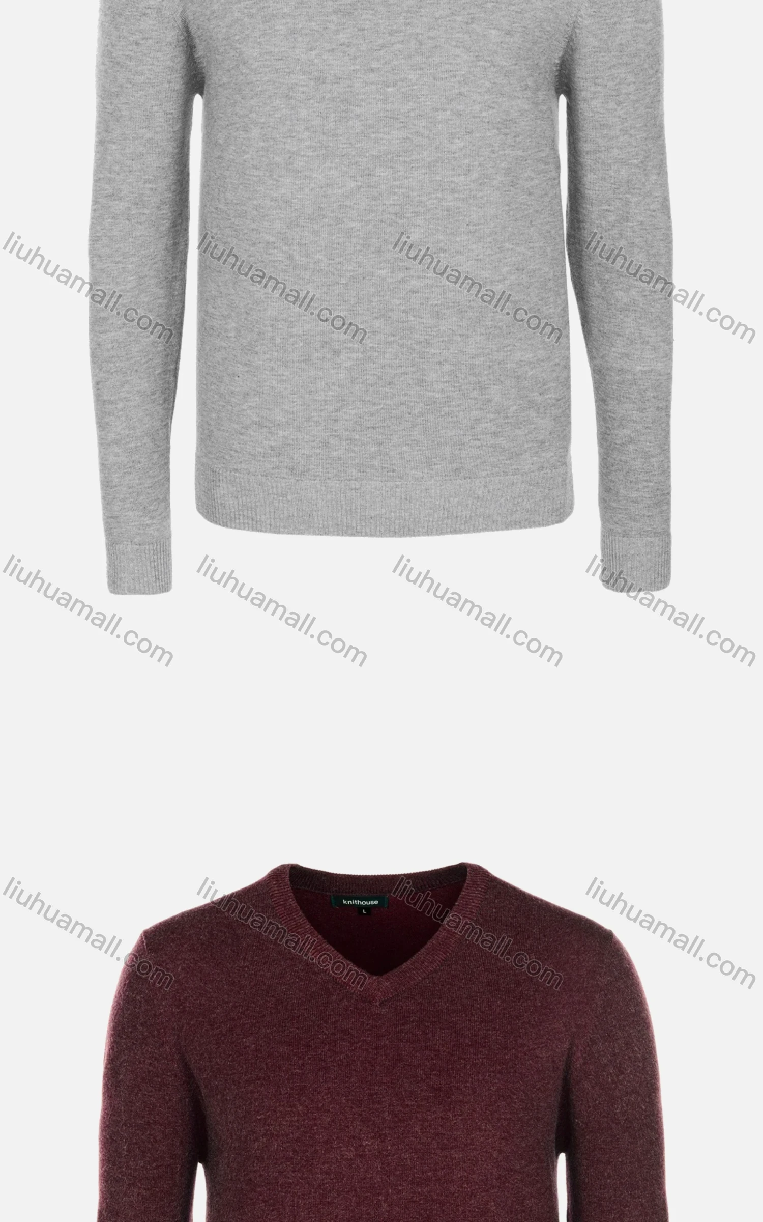 Wholesale Men's Casual Slim Fit V Neck Long Sleeve Plain Knit Wool Blend Sweater 8801# - Liuhuamall