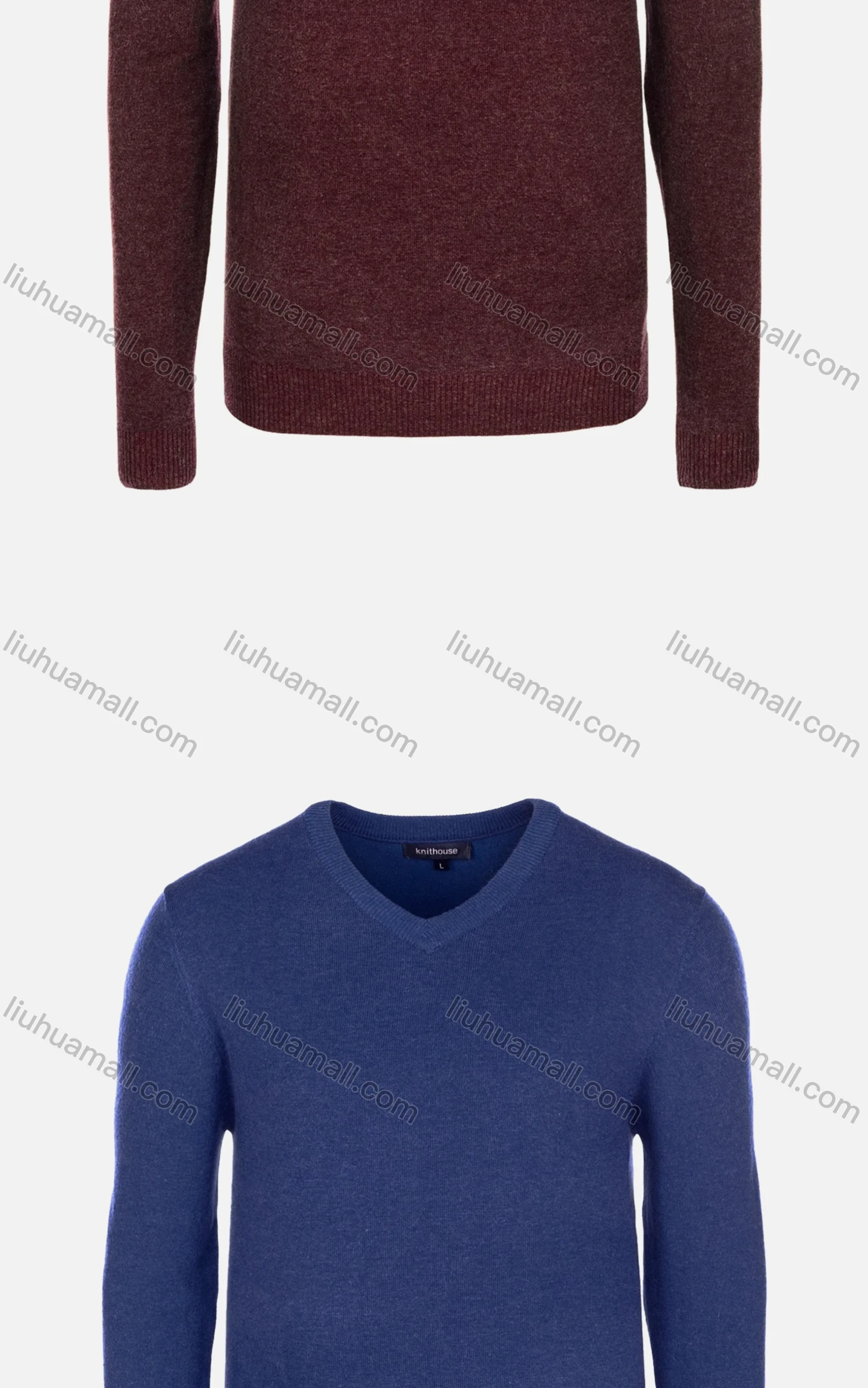 Wholesale Men's Casual Slim Fit V Neck Long Sleeve Plain Knit Wool Blend Sweater 8801# - Liuhuamall