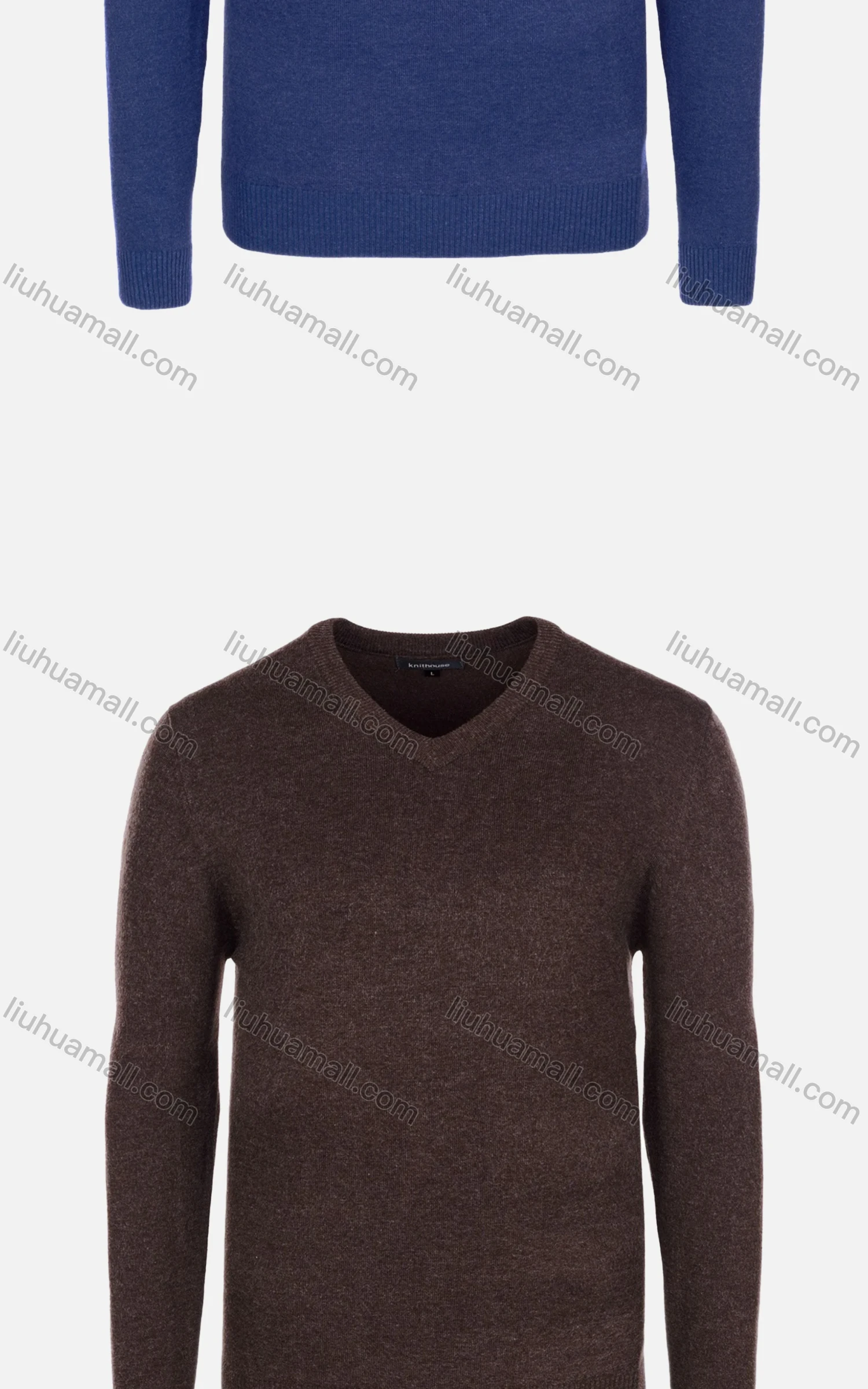 Wholesale Men's Casual Slim Fit V Neck Long Sleeve Plain Knit Wool Blend Sweater 8801# - Liuhuamall