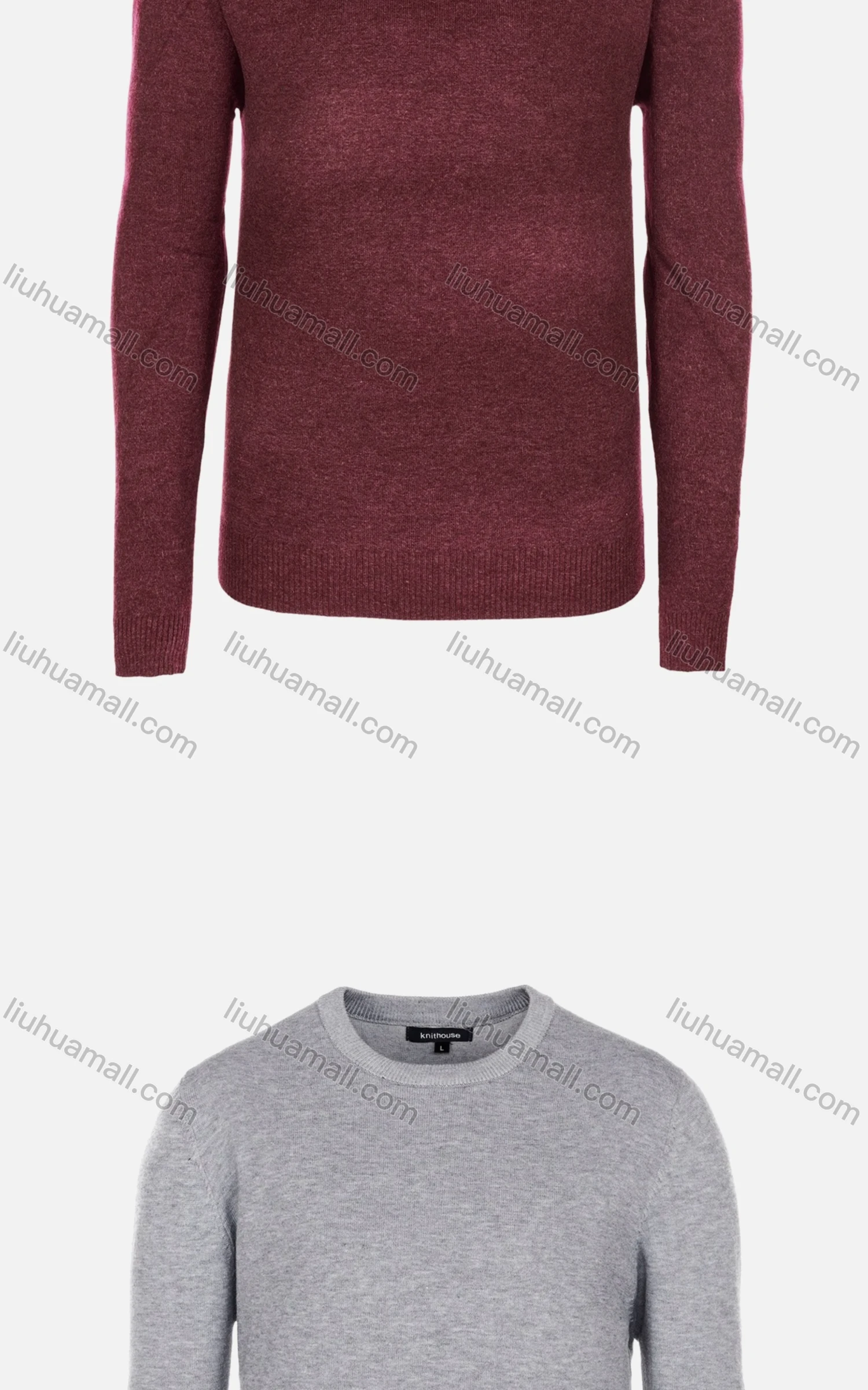 Wholesale Men's Casual Slim Fit Crew Neck Long Sleeve Plain Knit Wool Blend Sweater 8802# - Liuhuamall