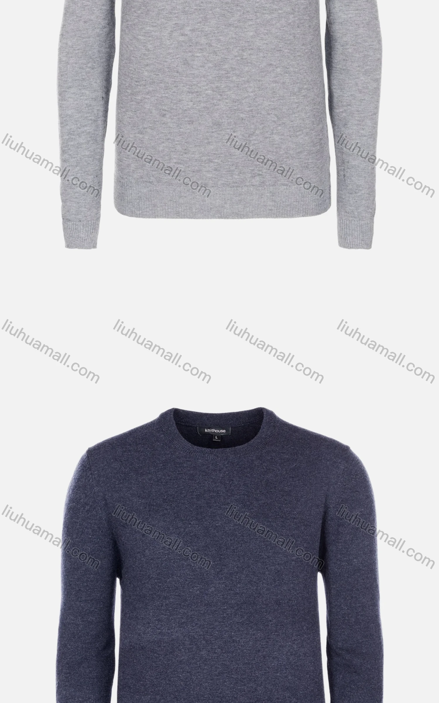 Wholesale Men's Casual Slim Fit Crew Neck Long Sleeve Plain Knit Wool Blend Sweater 8802# - Liuhuamall