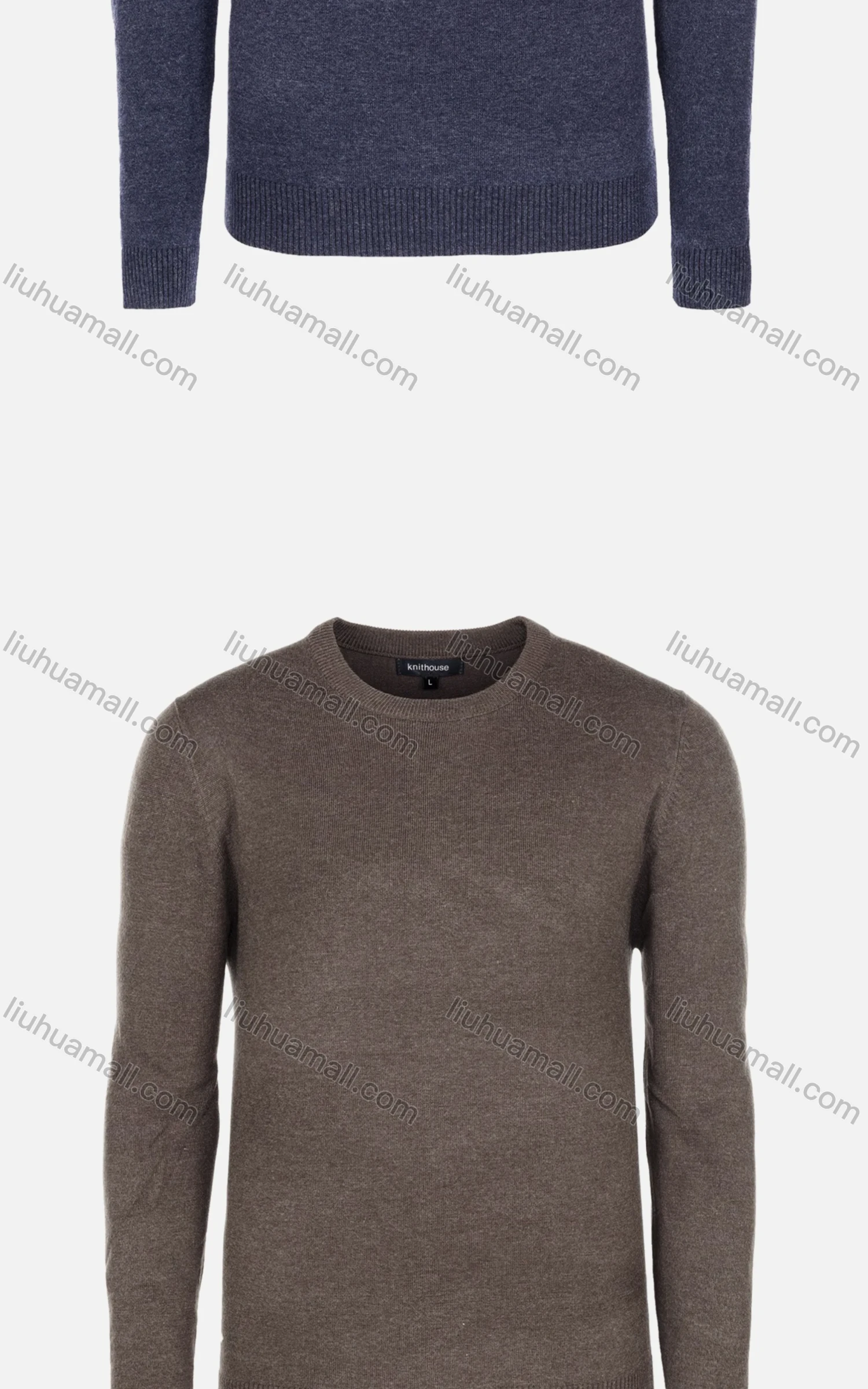 Wholesale Men's Casual Slim Fit Crew Neck Long Sleeve Plain Knit Wool Blend Sweater 8802# - Liuhuamall