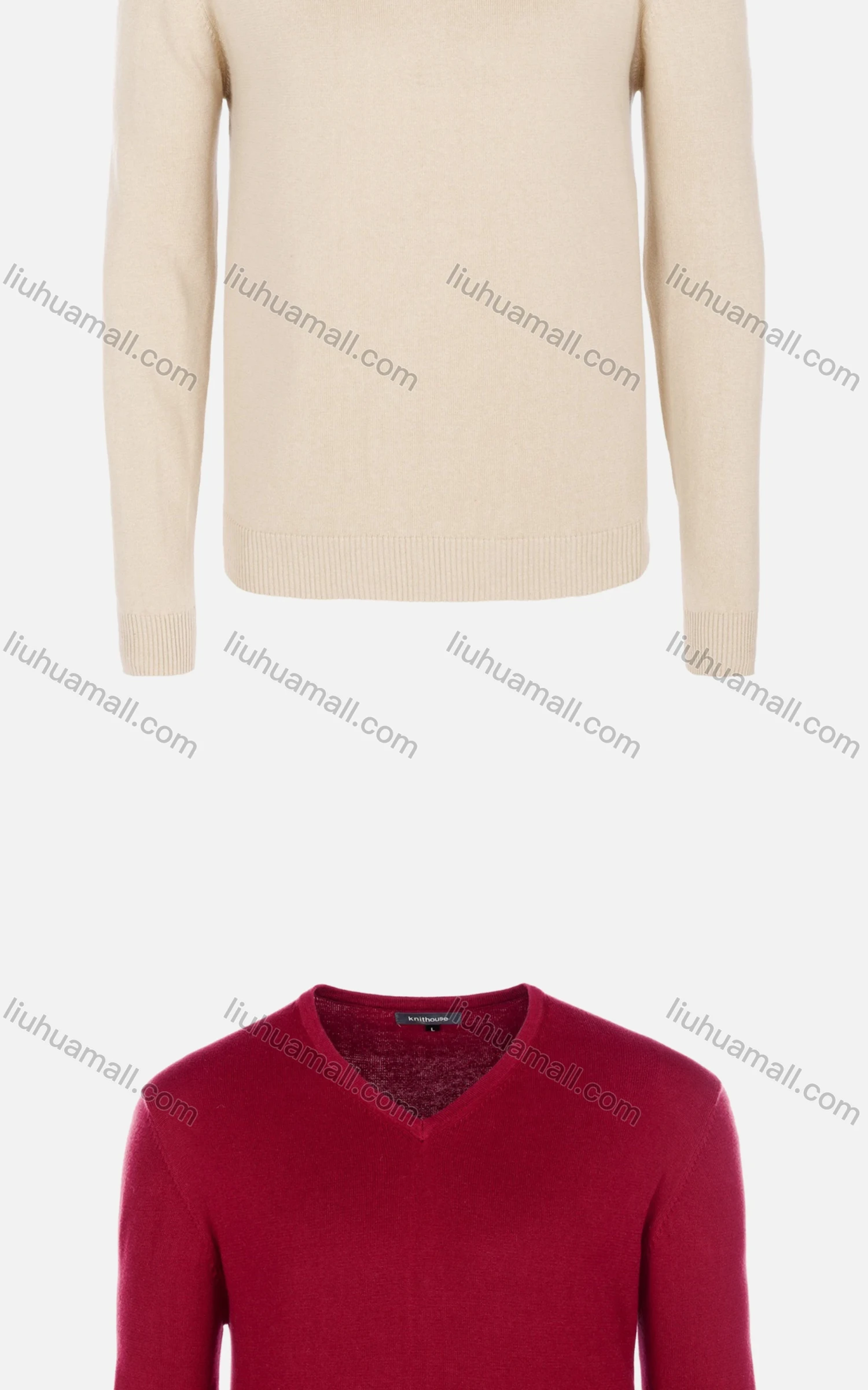Wholesale Men's Casual Slim Fit V Neck Long Sleeve Plain Knit Wool Blend Sweater 8901# - Liuhuamall