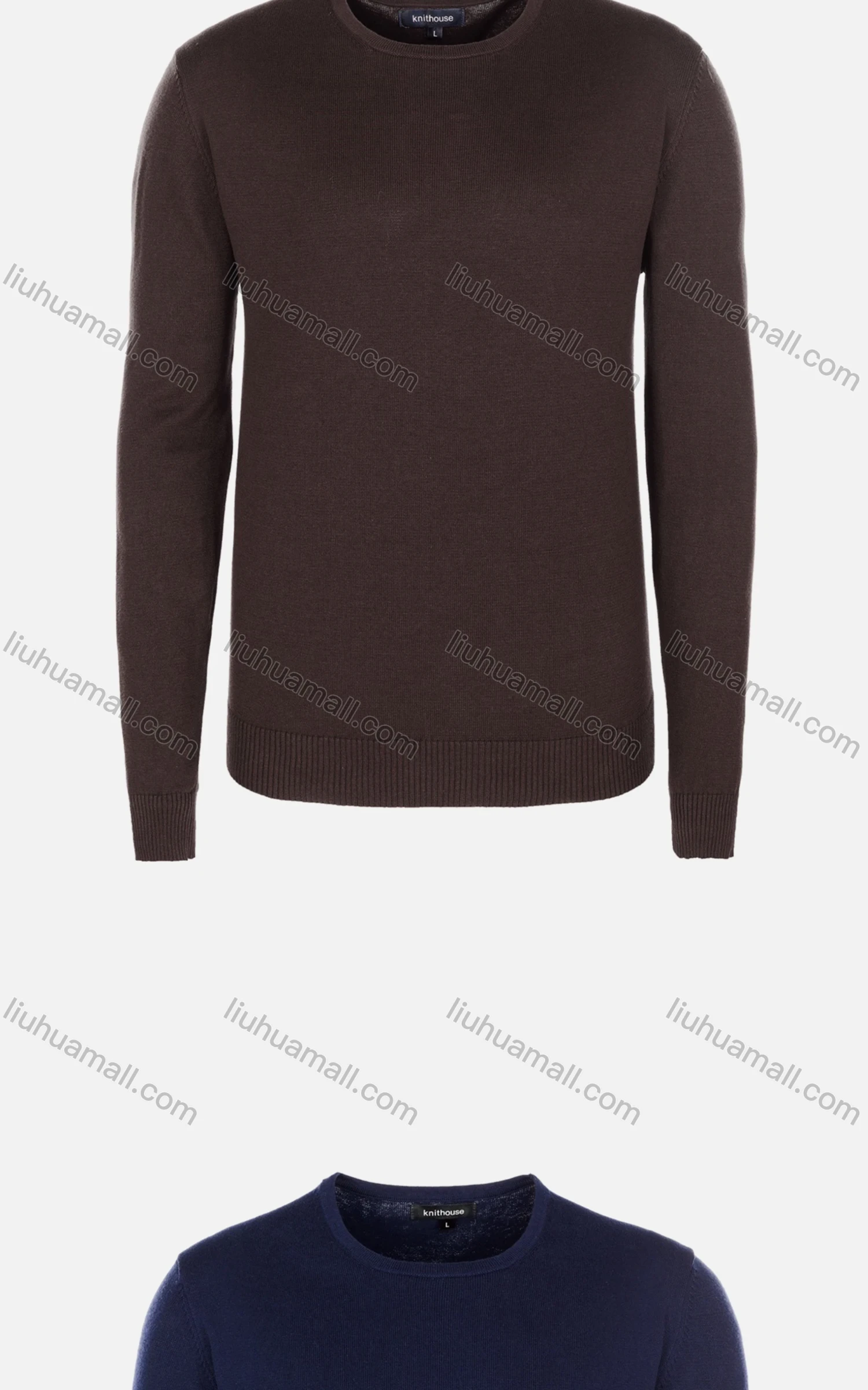 Wholesale Men's Casual Slim Fit Crew Neck Long Sleeve Plain Knit Wool Blend Sweater 8902# - Liuhuamall