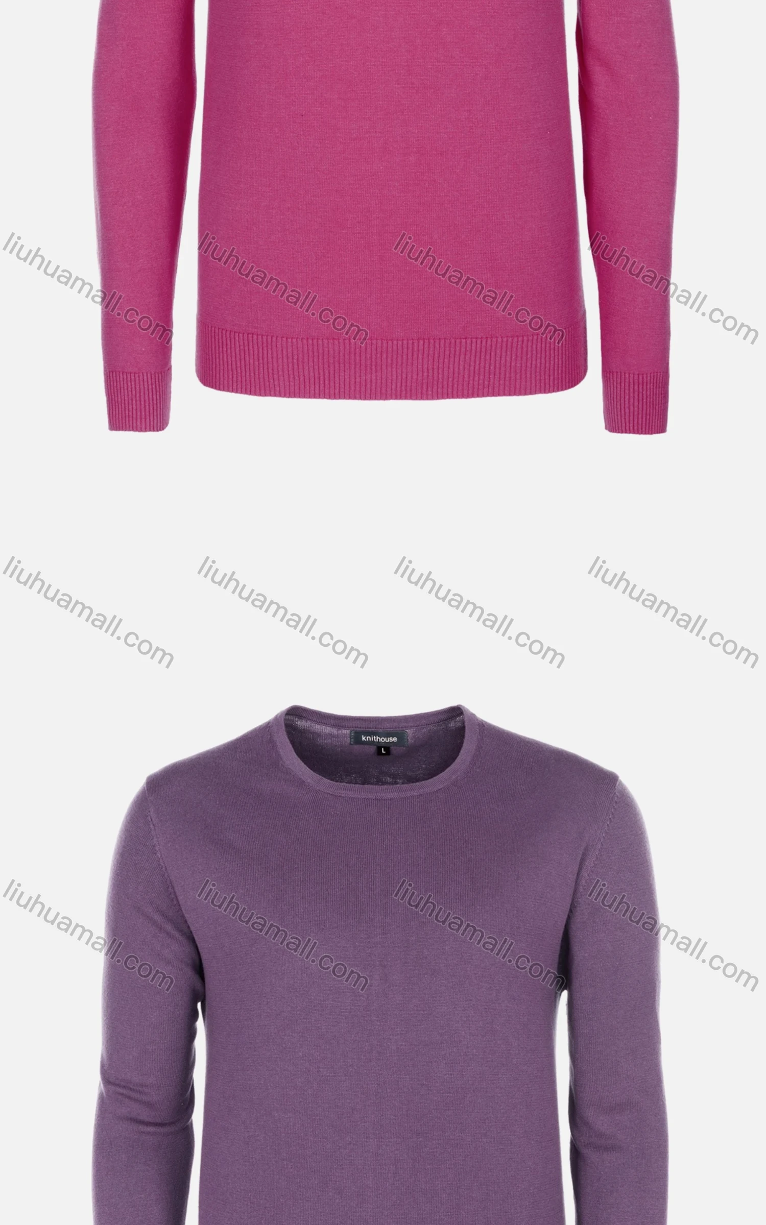 Wholesale Men's Casual Slim Fit Crew Neck Long Sleeve Plain Knit Wool Blend Sweater 8902# - Liuhuamall