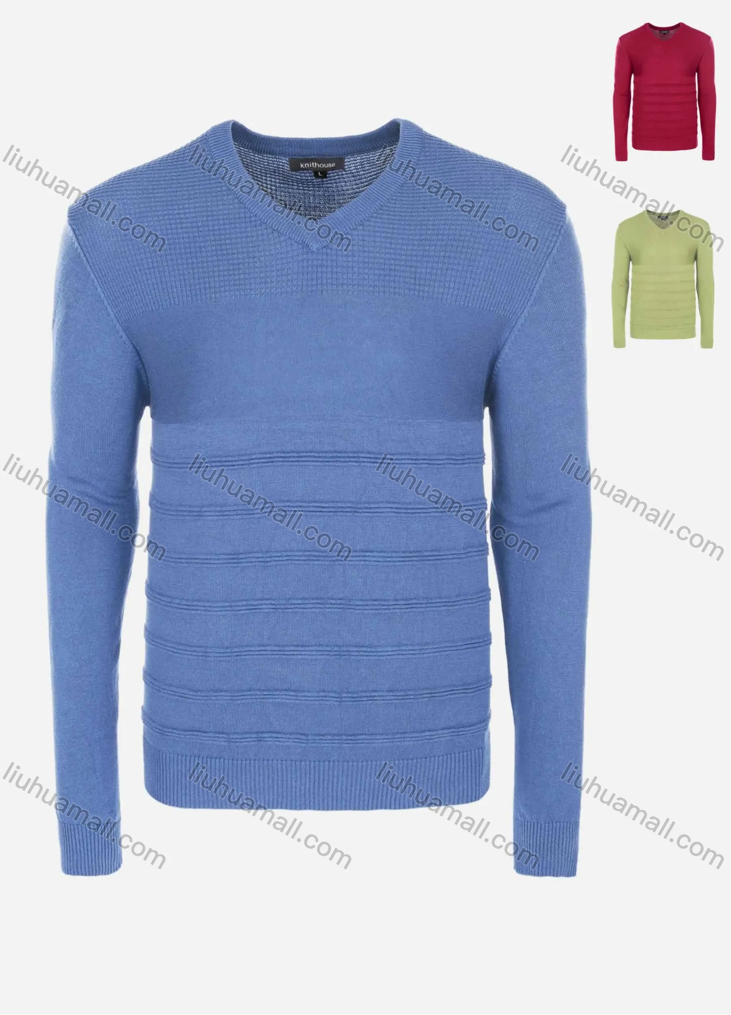 Wholesale Men's Casual Slim Fit V Neck Long Sleeve Plain Knit Wool Blend Sweater 8903# - Liuhuamall