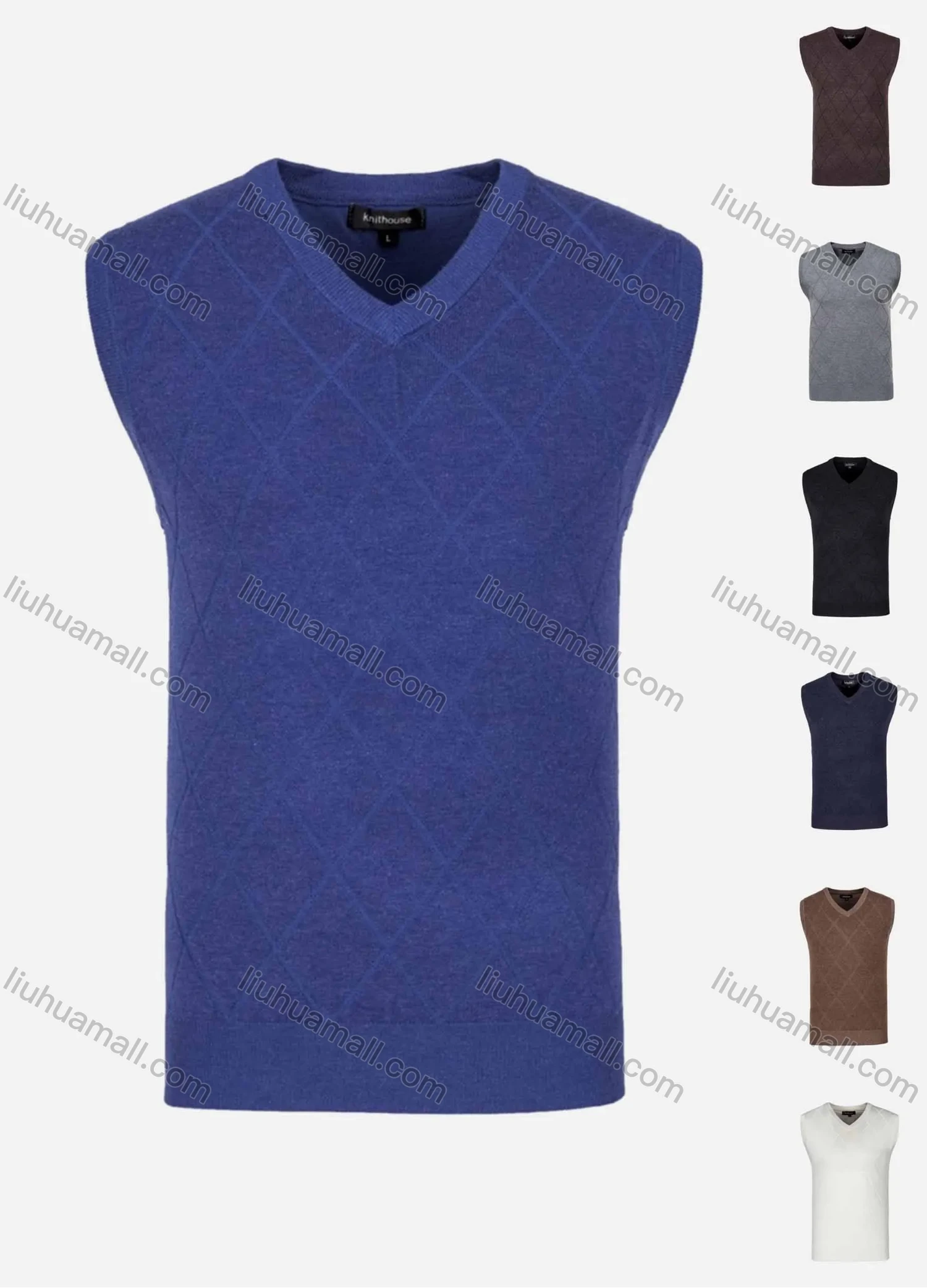 Wholesale Men's Casual Slim Fit V Neck Sleeveless Plain Knit Wool Blend Sweater Vest 8808# - Liuhuamall